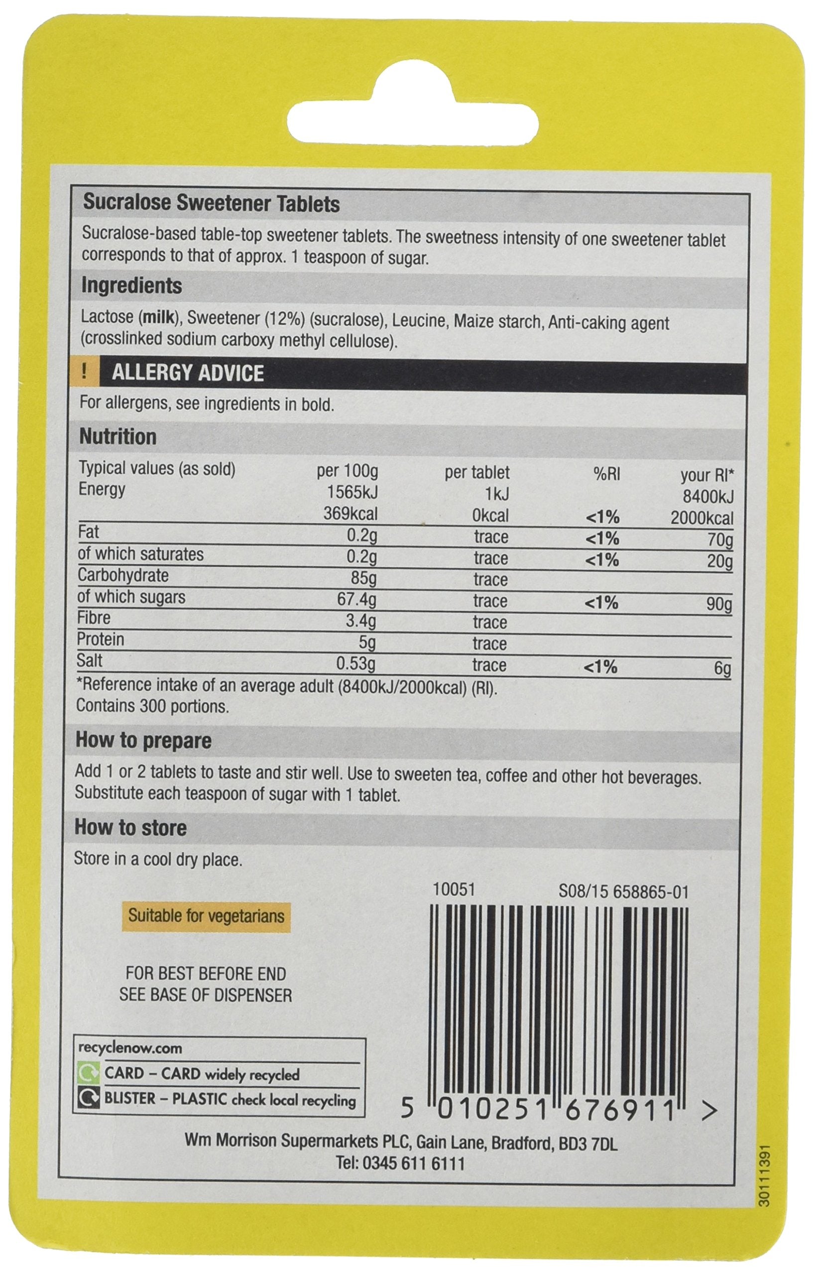 Morrisons Sucralose Sweetener with Stevia Extract, 300 Tablets (Pack of 12) 2