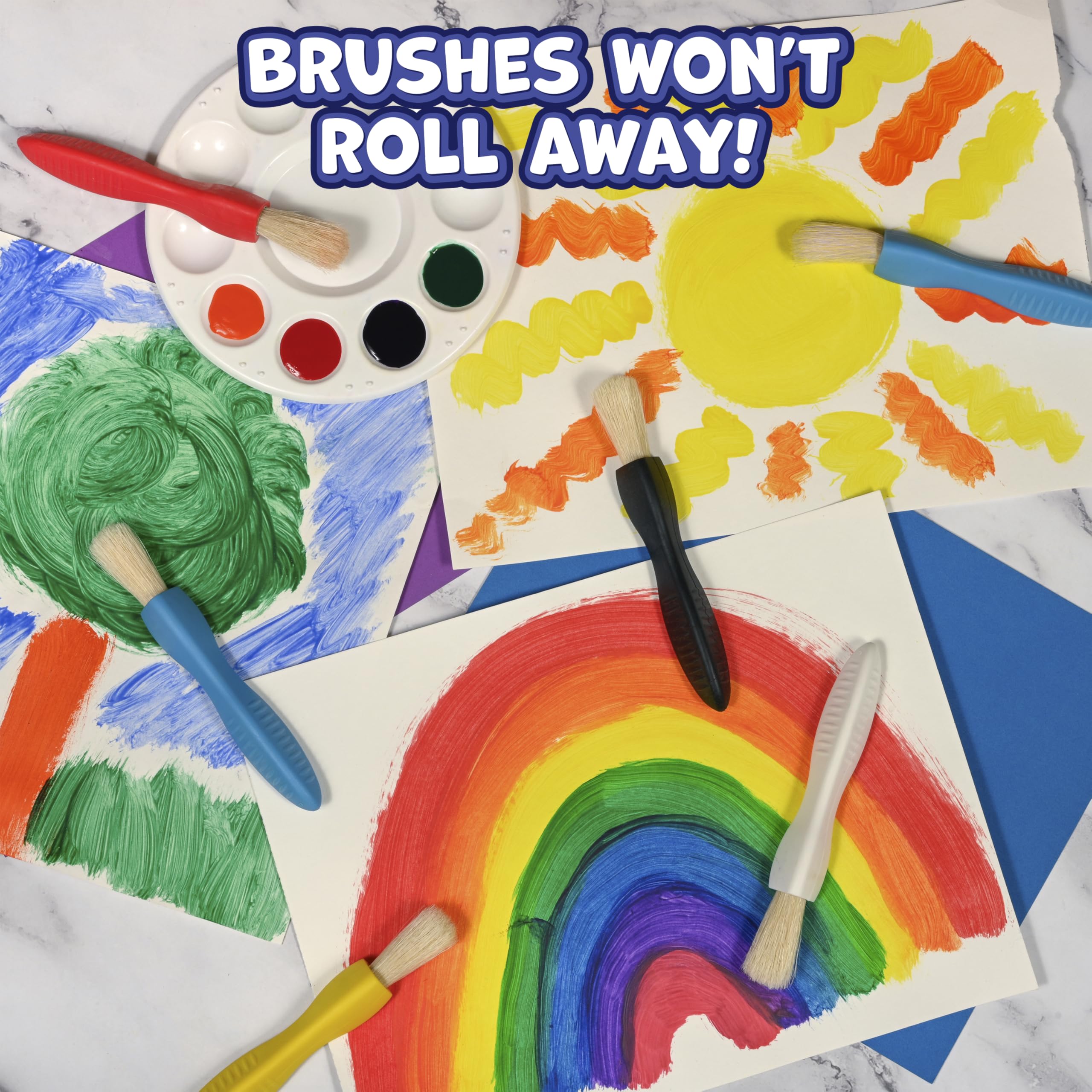 READY 2 LEARN Triangle Grip Paint Brushes - Set of 6 | Ages 18m+ | Promotes Writing Grip 4