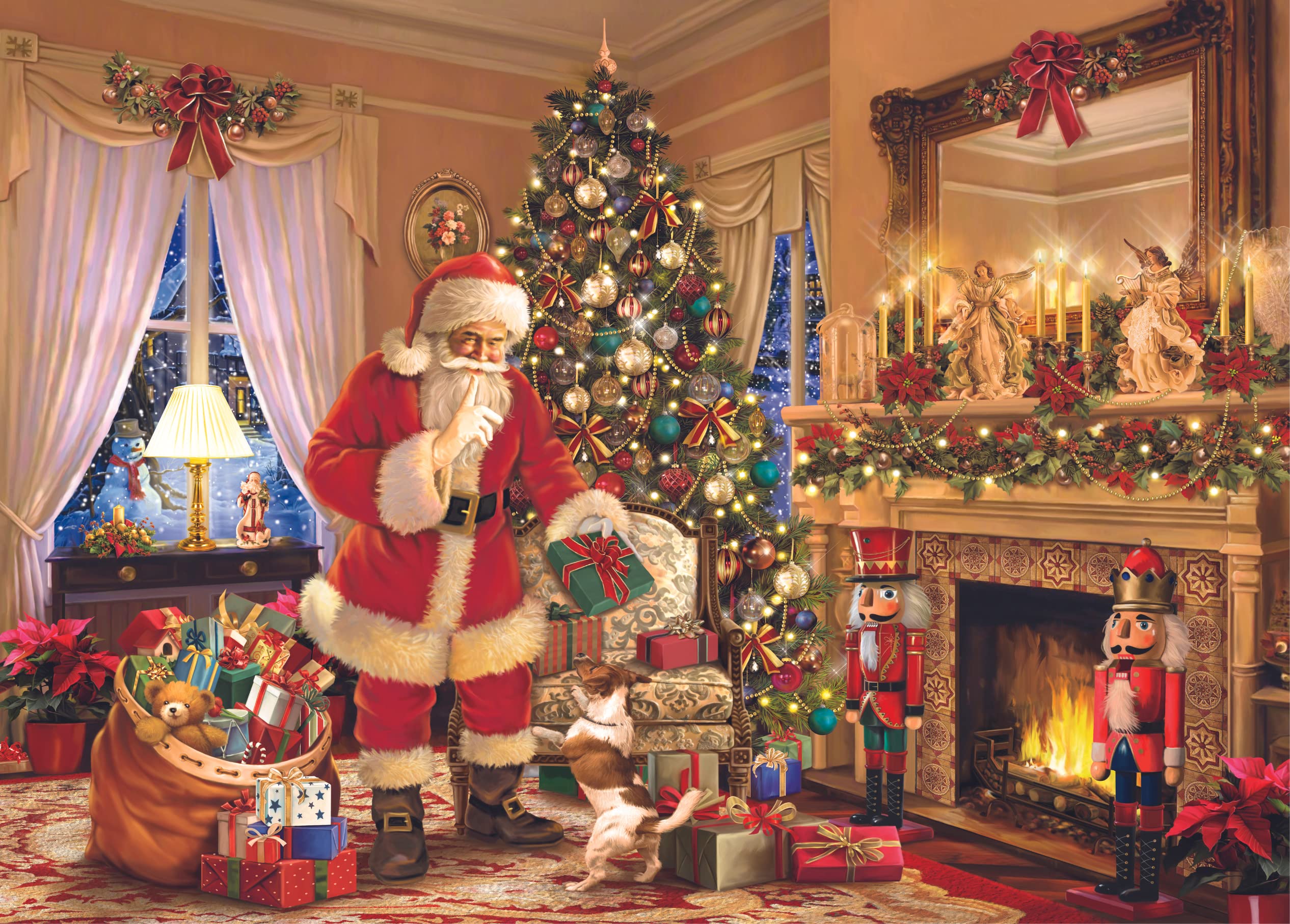 Mr. Broccoli Christmas Puzzle 1000 Pieces - Santa Claus with Gifts by Fireplace 6