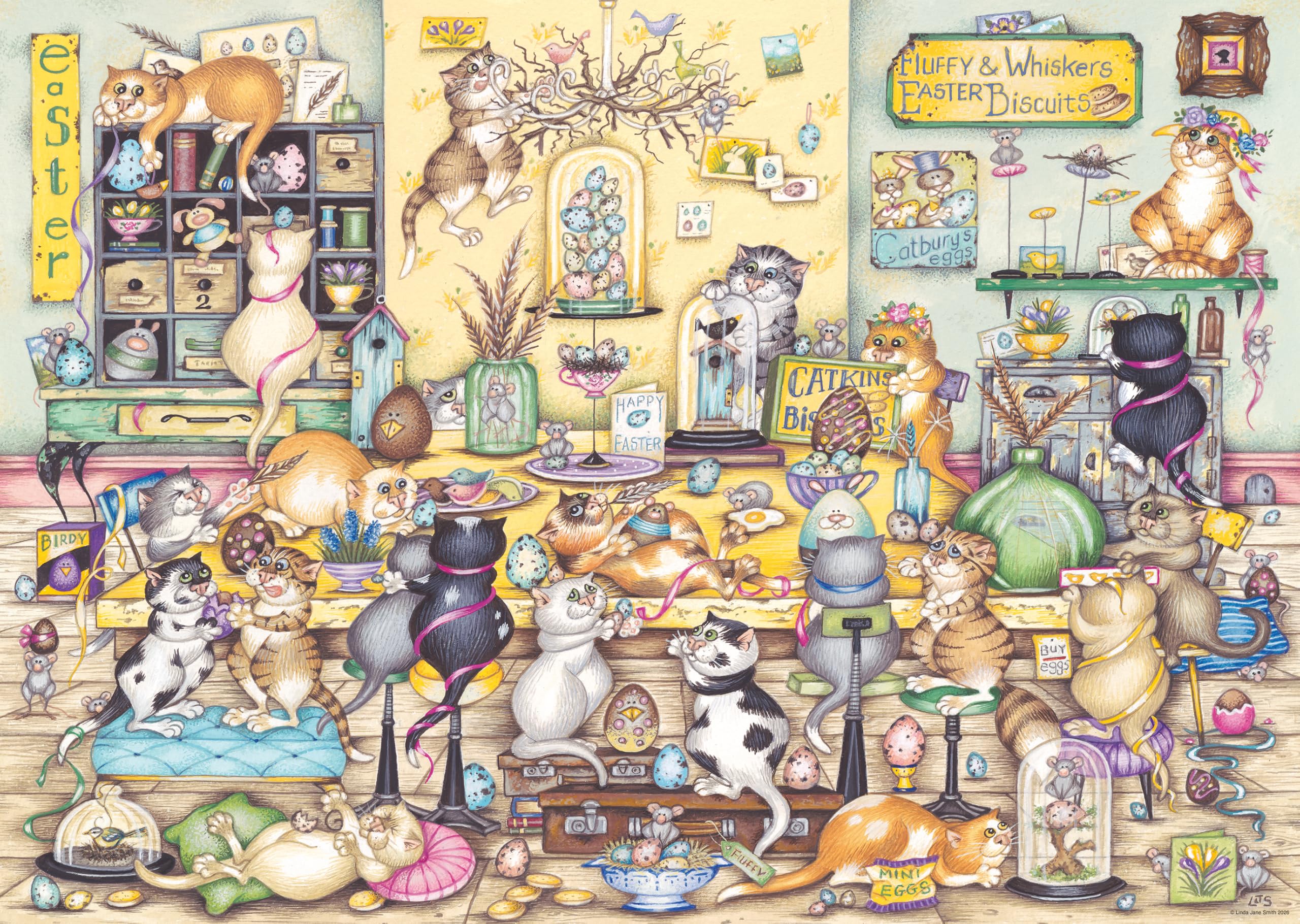 Ravensburger Linda Jane Smith Crazy Cats No.20: Easter Eggstravaganza 1000 Piece Jigsaw Puzzle 1