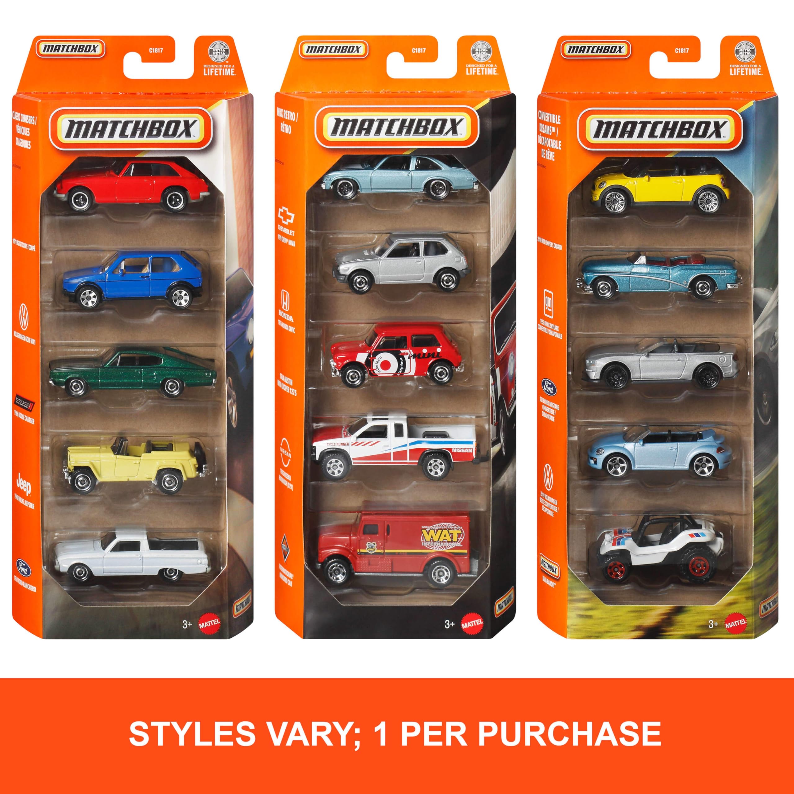 Matchbox Hero City 5 Car Pack - Die-Cast Metal Vehicles | 1:64 Scale | Ages 3+ 4