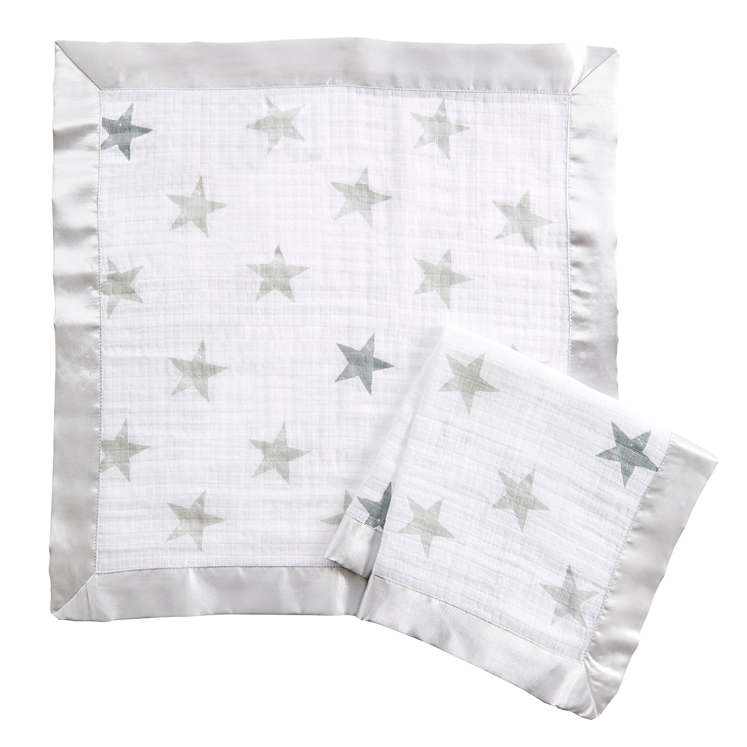 aden + anais essentials Issie Security Blanket - 2-Pack Super Soft 100% Cotton Muslin with Satin Trim 1