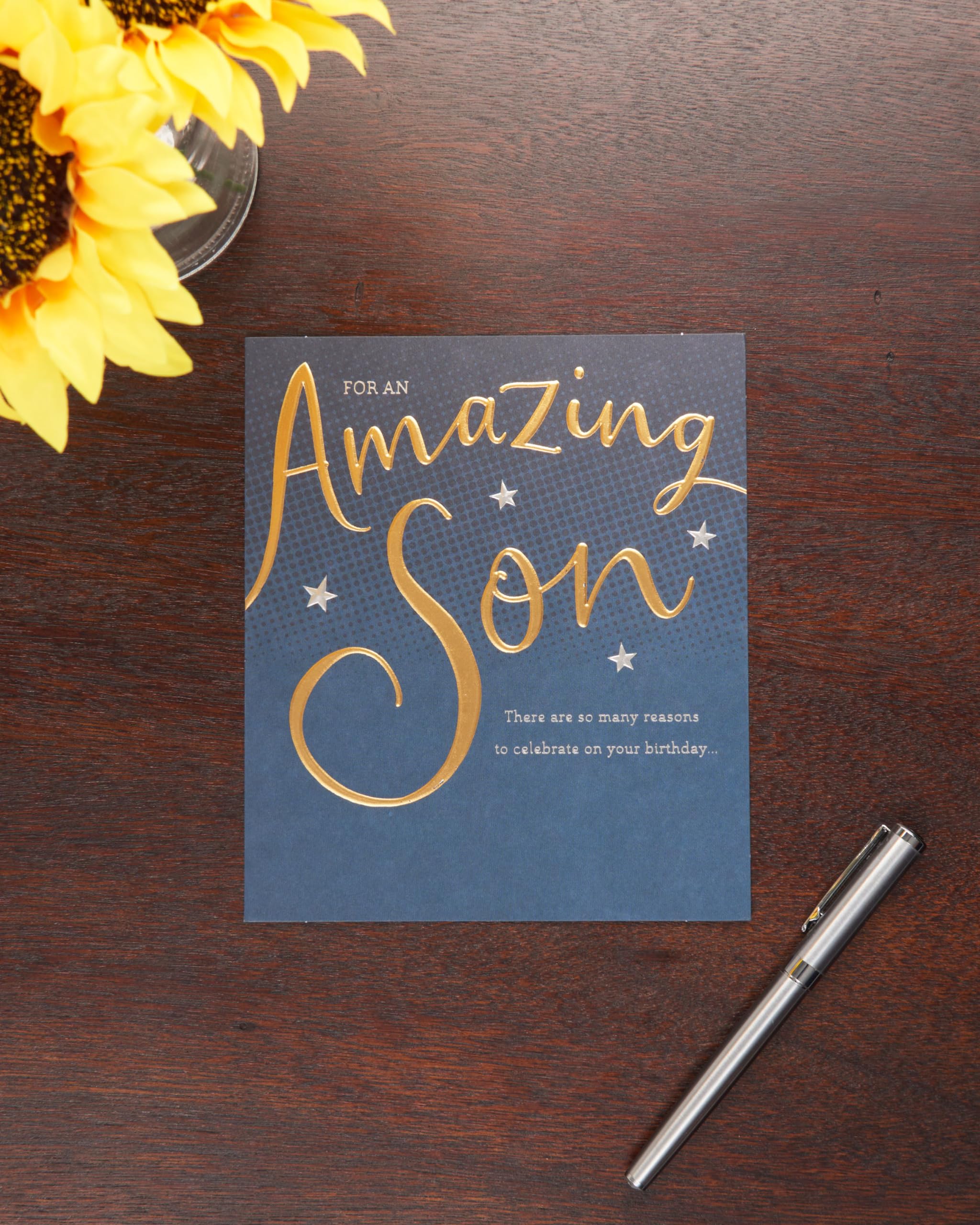 UK Greetings Birthday Card for Son | Gold & Iridescent Foil Detailing | 165 x 190 mm 3