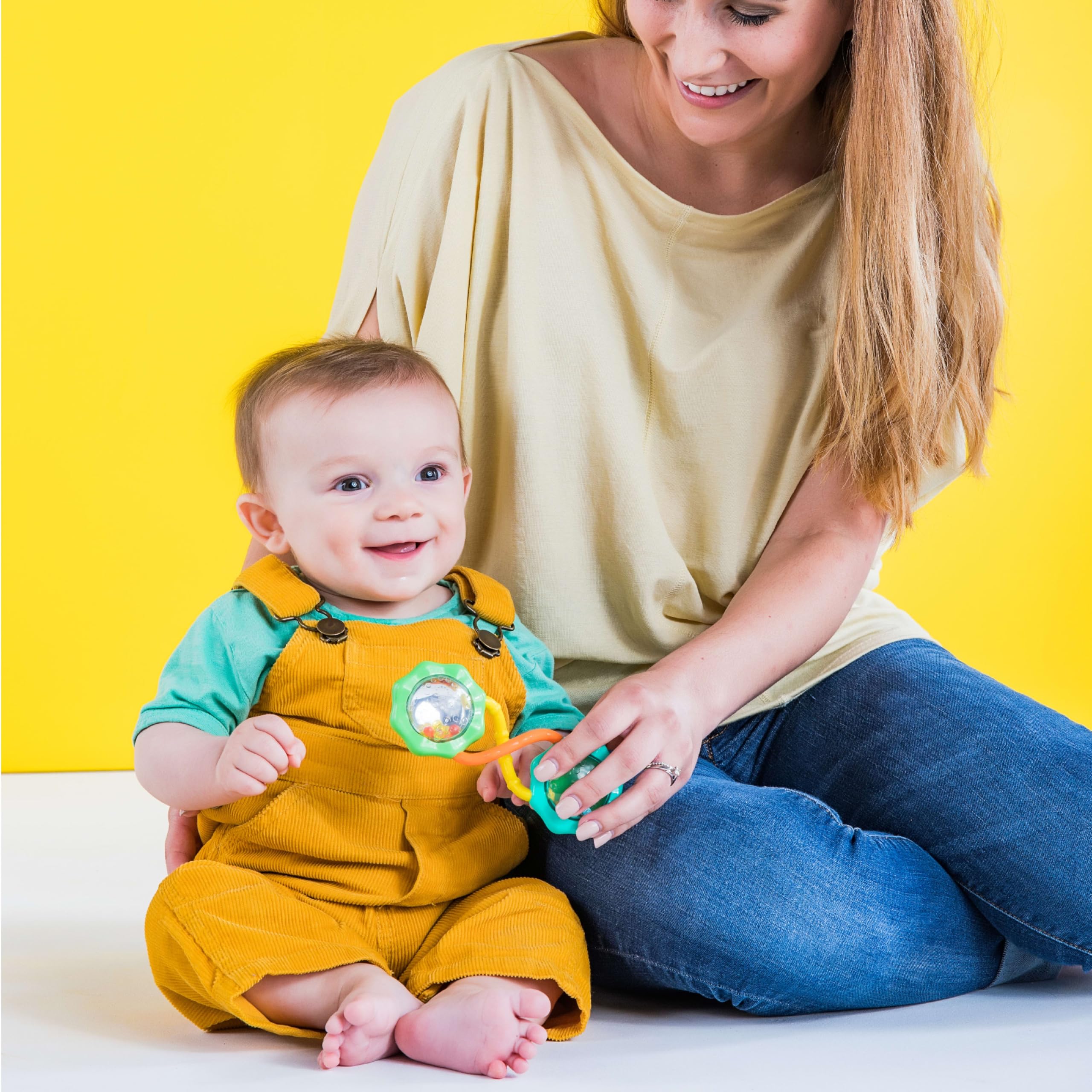 Bright Starts Rattle & Shake BPA-Free Baby Barbell Toy - Green, 3 Months+ 6