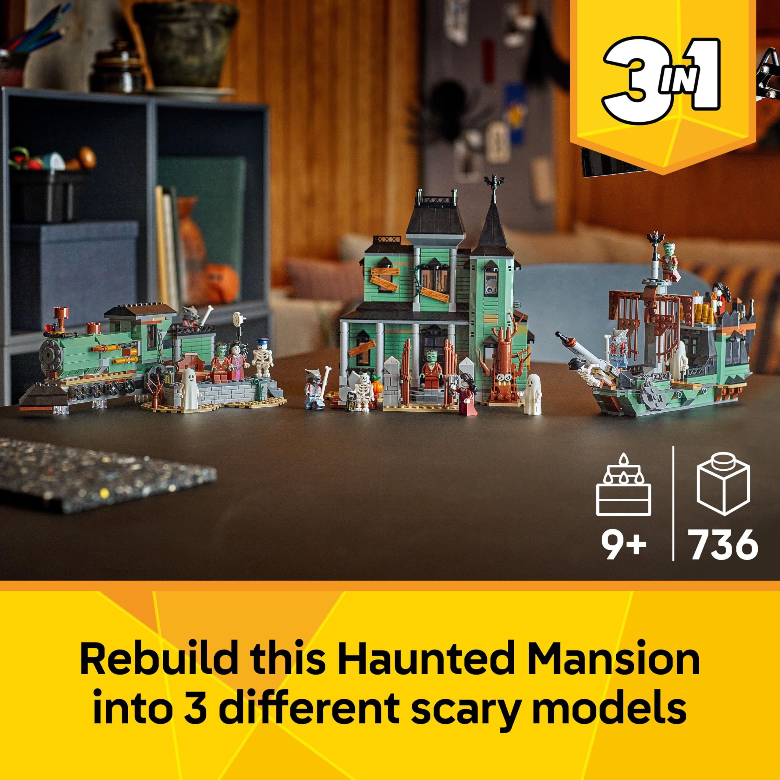 LEGO Creator 3in1 Haunted Mansion 31167 Building Set | Ages 9+ | 5 Minifigures