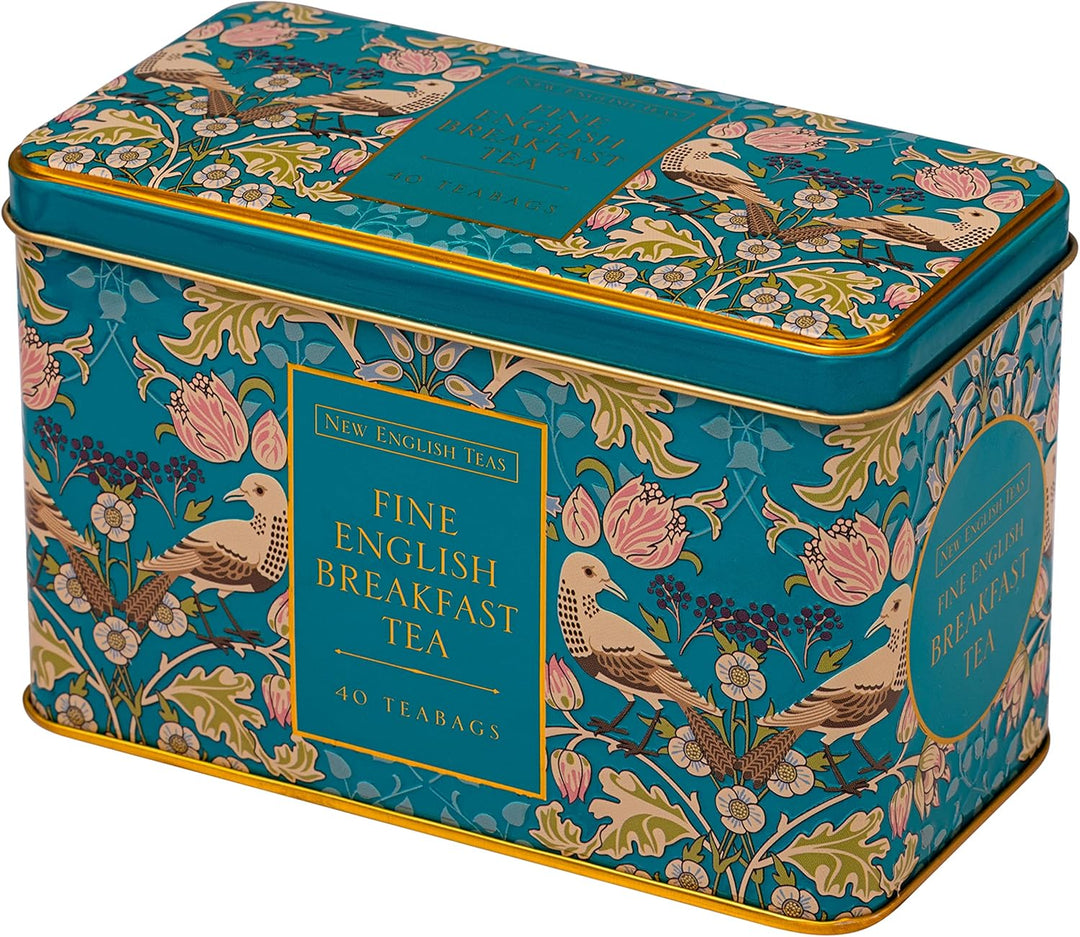 New English Teas Song Thrush and Berries Tea Tin with 40 English Breakfast Teabags