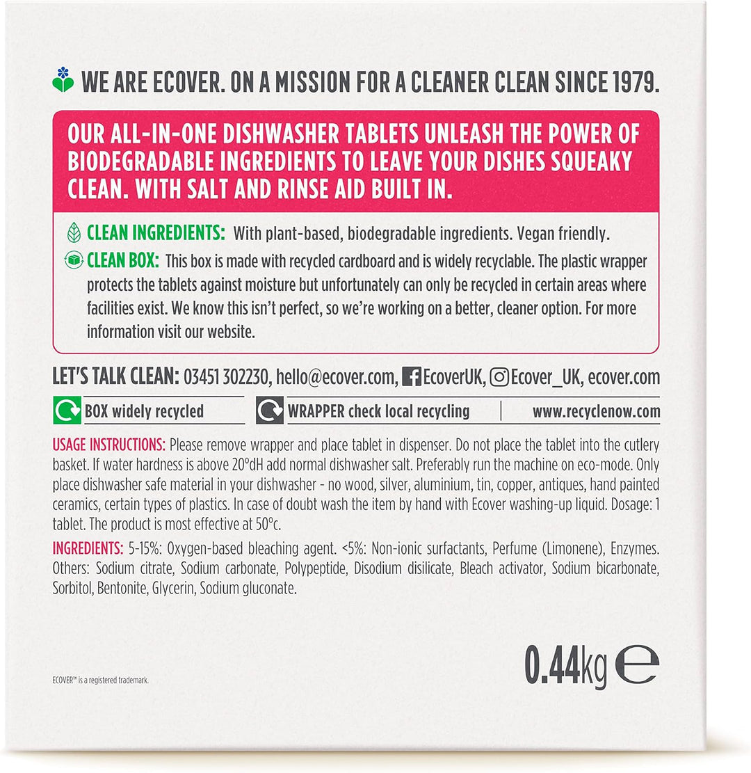 Ecover - All in One Dishwasher Tablets (Lemon & Mandarin, 22 Tablets)