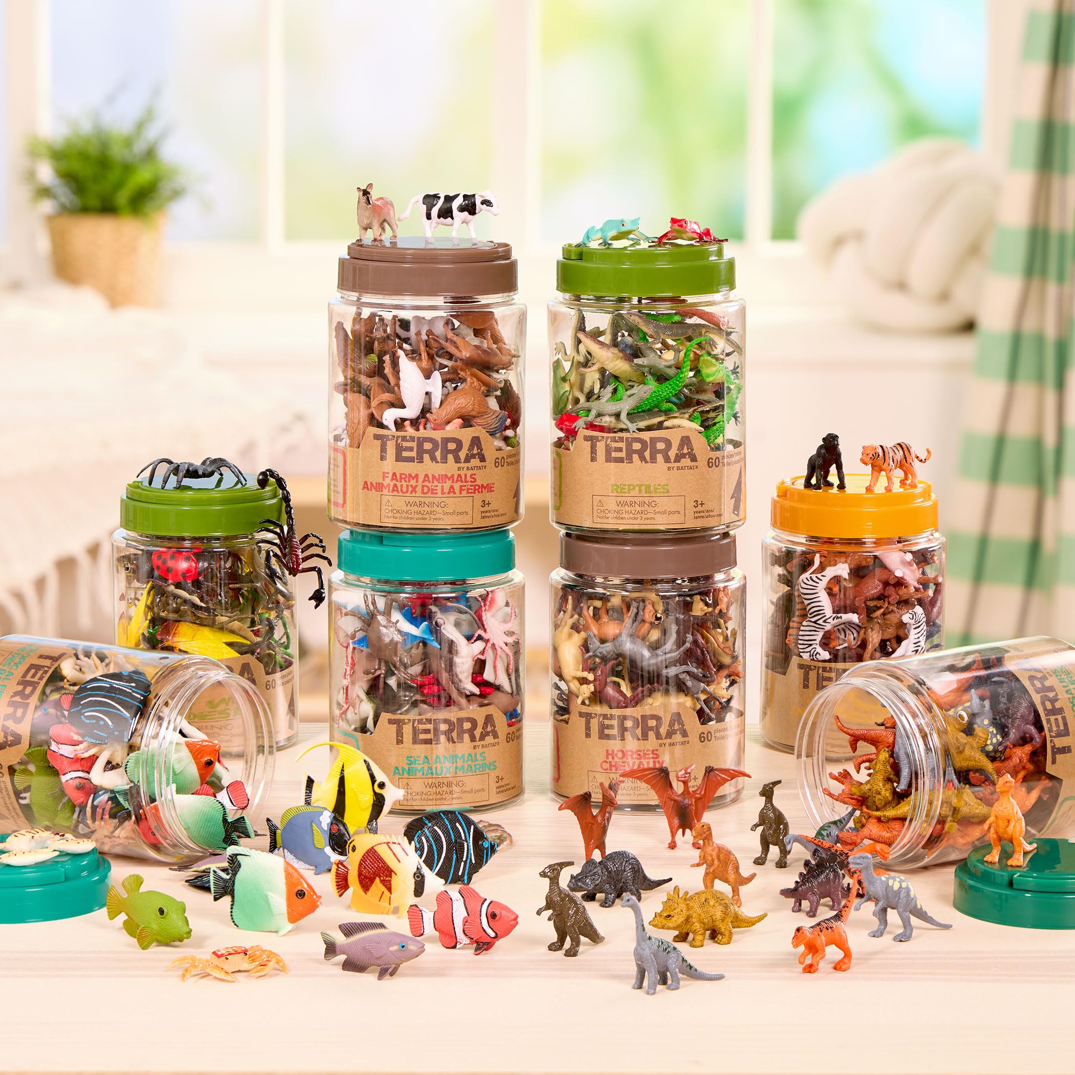Terra by Battat - 60 Piece Wild Creatures Tube Miniature Animal Figurines | Ages 3+ 6