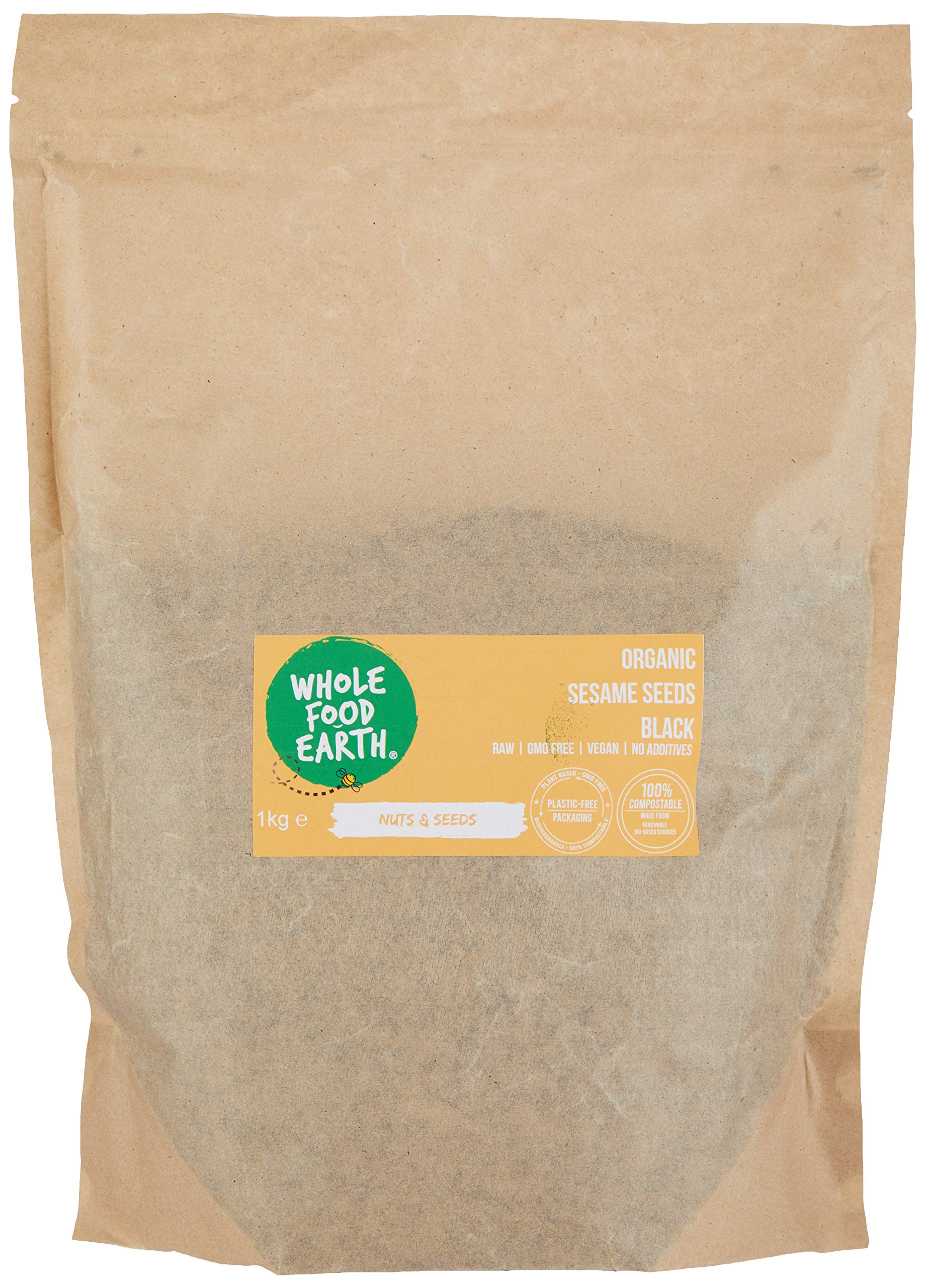 Wholefood Earth Organic Black Sesame Seeds - Raw, GMO Free, Vegan | 1kg