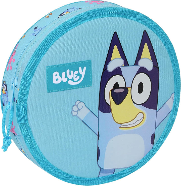 Safta Blue Round Pencil Case with 18 Pieces, Easy Cleaning, Children's Pencil Case (M633-412433633)