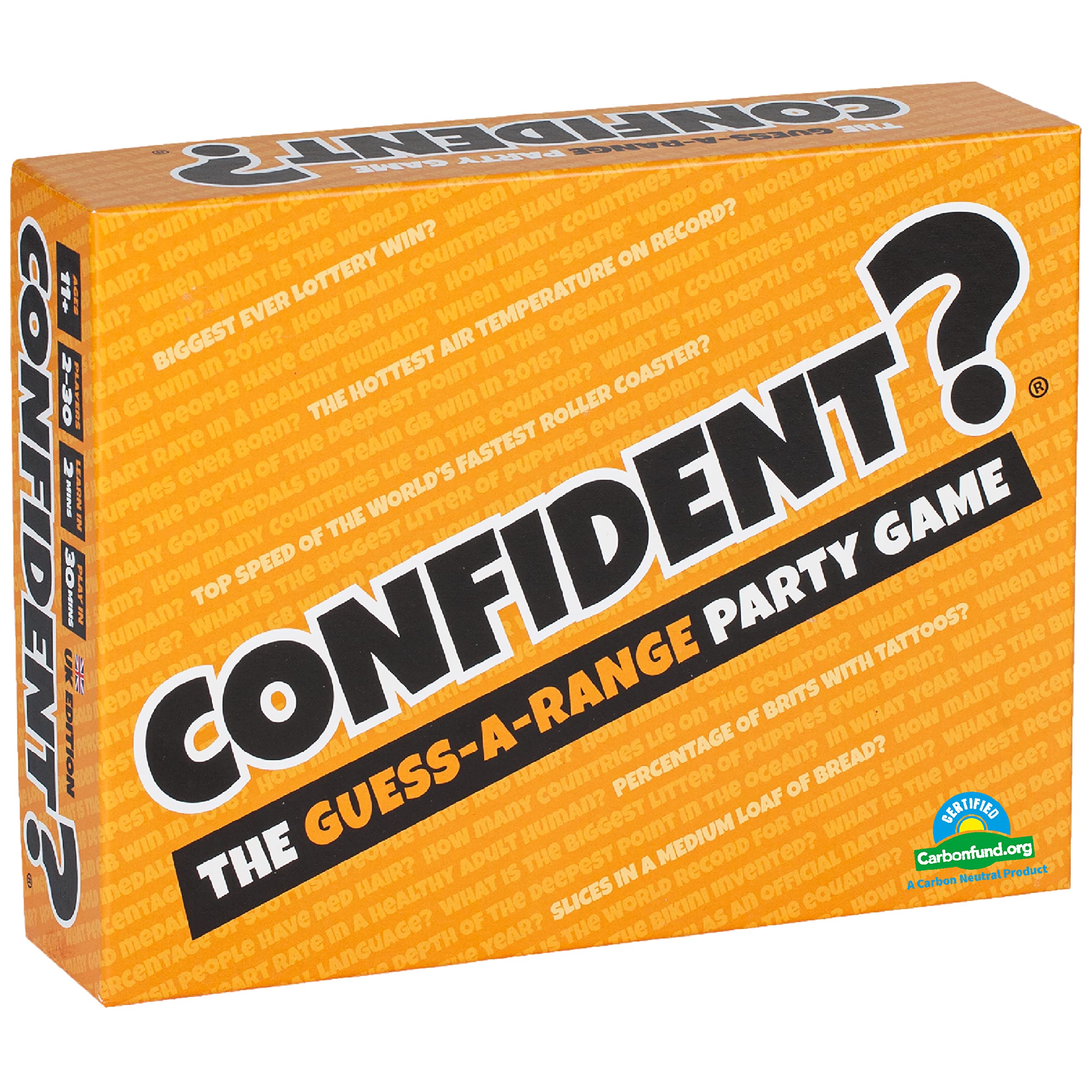 CONFIDENT? Board Game - Trivia Quiz Game with Range-Based Scoring for Families, Adults & Kids 1