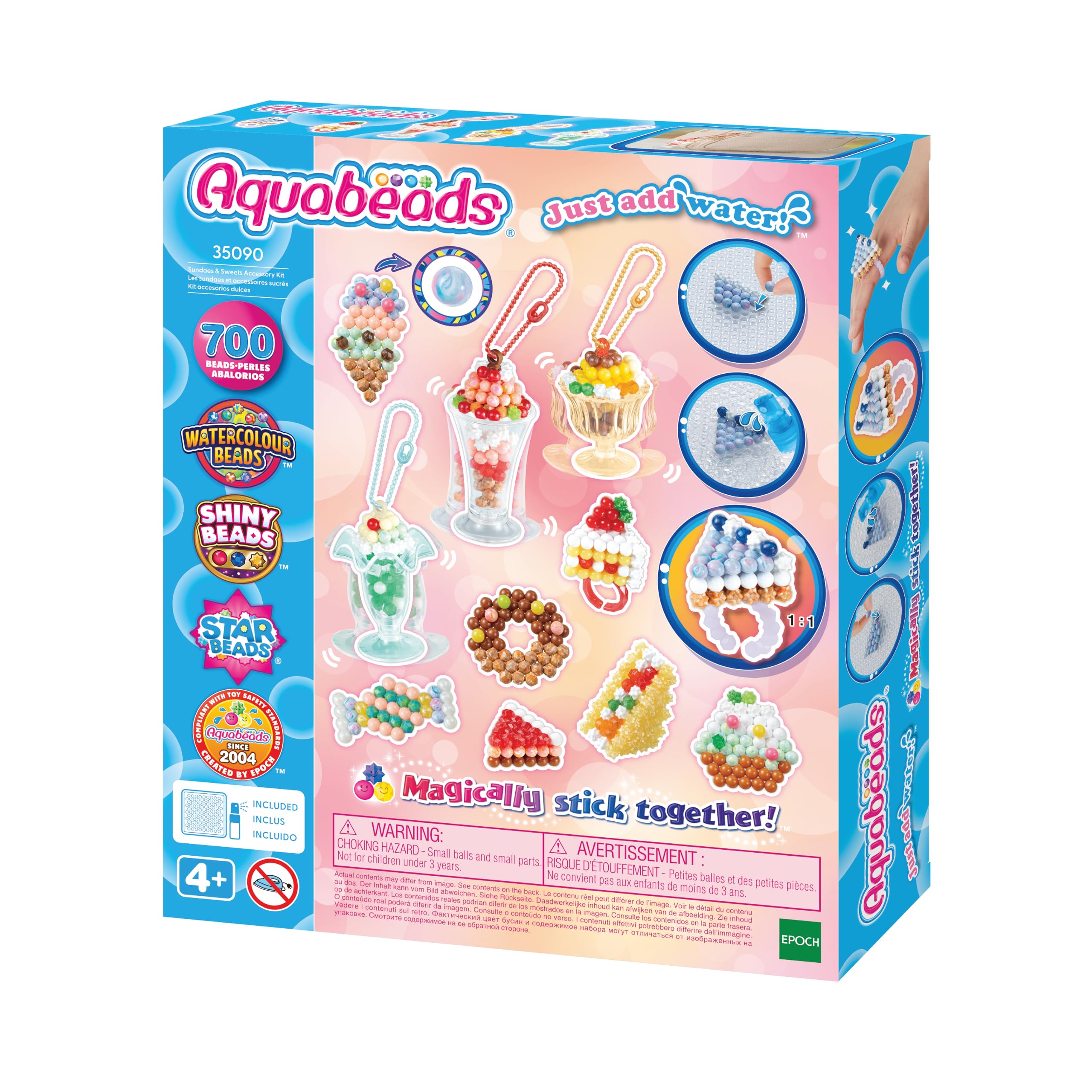 Aquabeads Sundaes & Sweets Accessory Kit - 703-Piece Craft Set with Watercolour Beads for Ages 4+