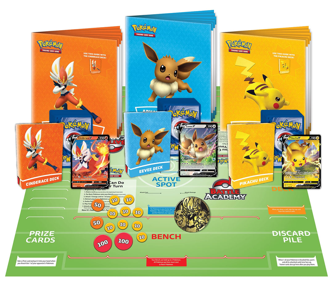 Pokémon Trading Card Game Battle Academy with Cinderace V, Pikachu V & Eevee V