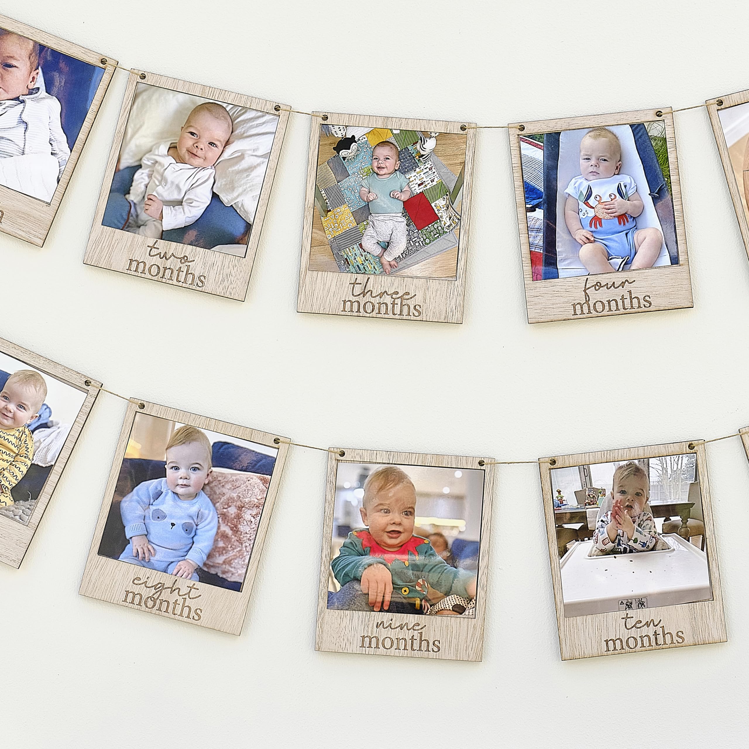 Ginger Ray My First Year Wooden Letter Bunting Garland - 12x Photo Frames with Pegs 8