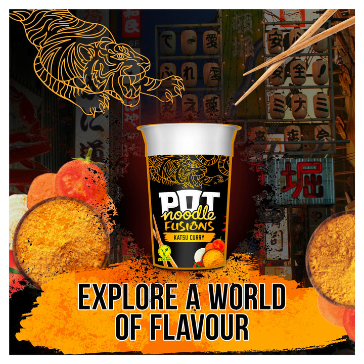 Pot Noodle Fusions Katsu Curry Instant Vegan Noodles 8-Pack