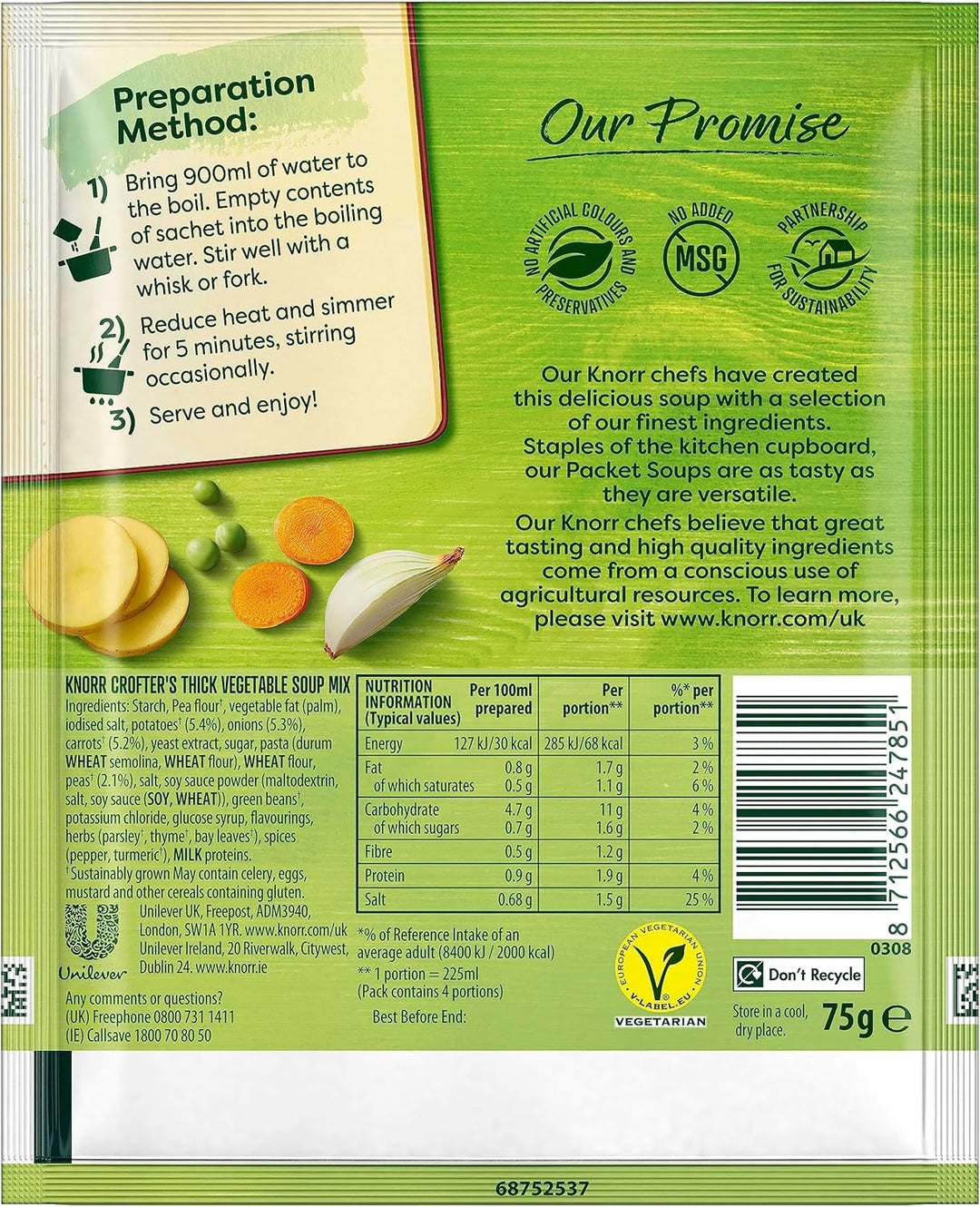 Knorr Thick Vegetable Dry Soup Mix, 9 x 75 g