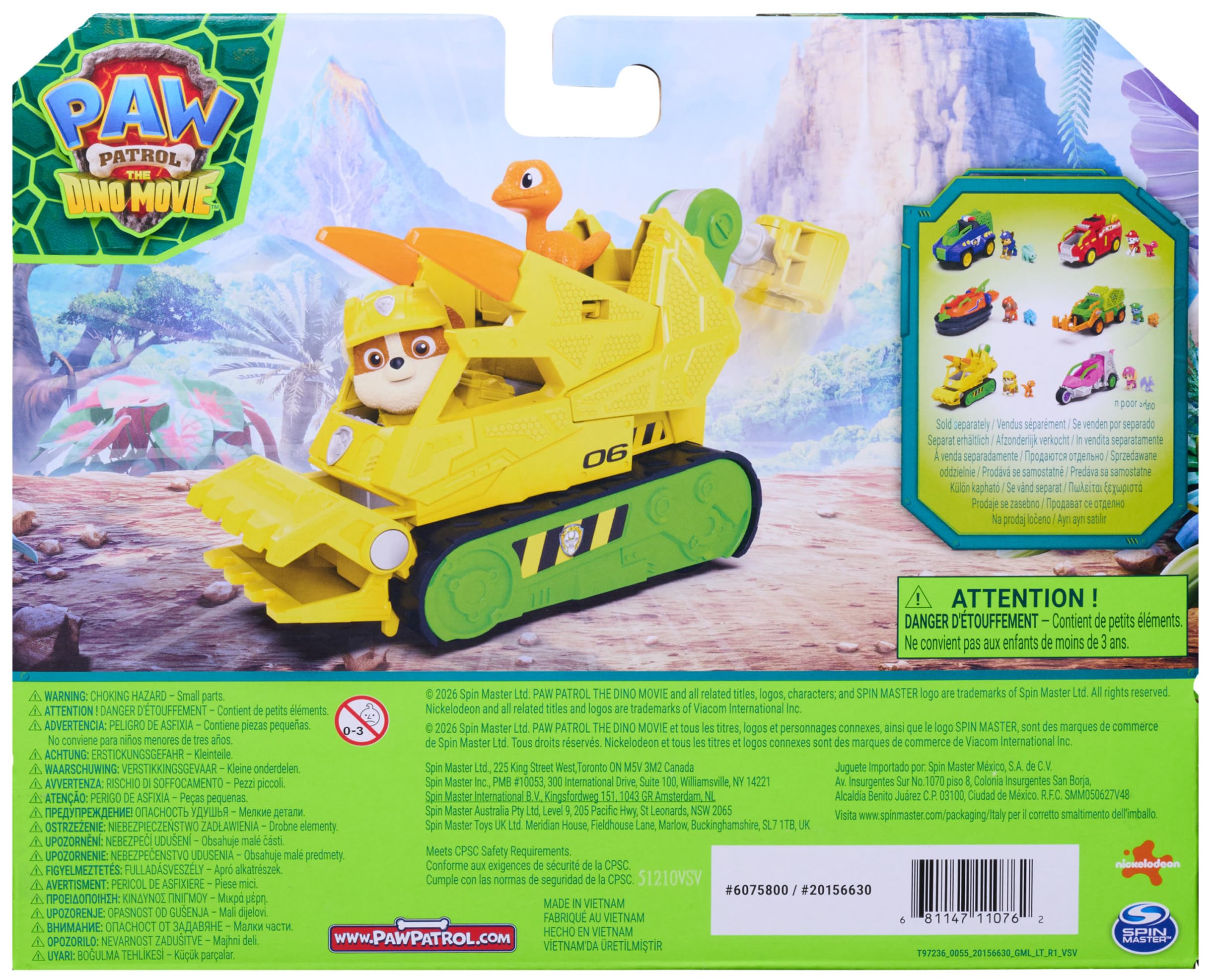 Paw Patrol Rubble Dino Rescue Bulldozer Toy Truck - 17.5 cm Vehicle, Ages 3-9 9