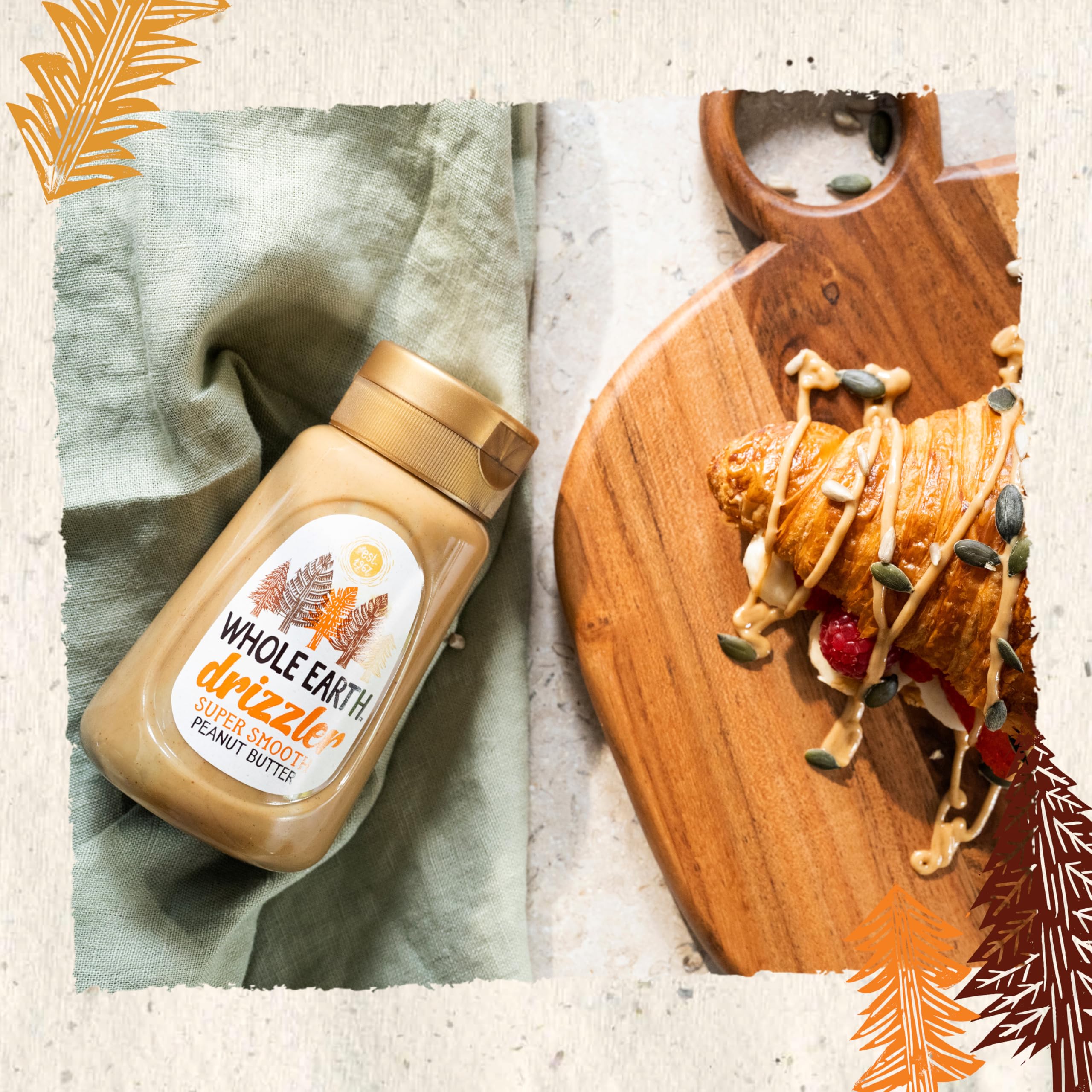 Whole Earth Drizzler Original Roasted Peanut Butter - Super Smooth Squeezy Spread 12