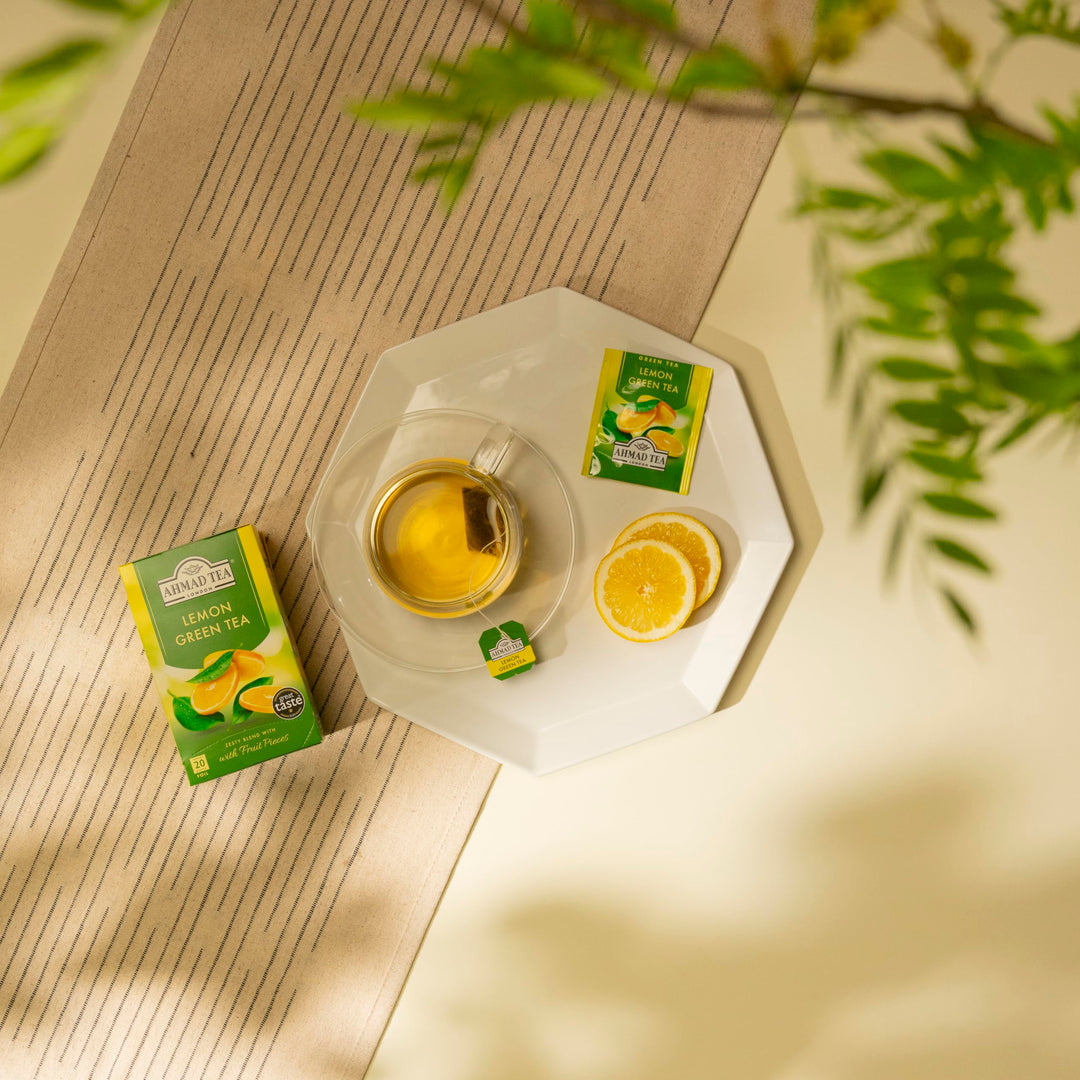 Ahmad Tea Lemon Vitality Green Tea | 20 Individually Foil-Wrapped Teabags | Fresh Citrus Green Tea Blend