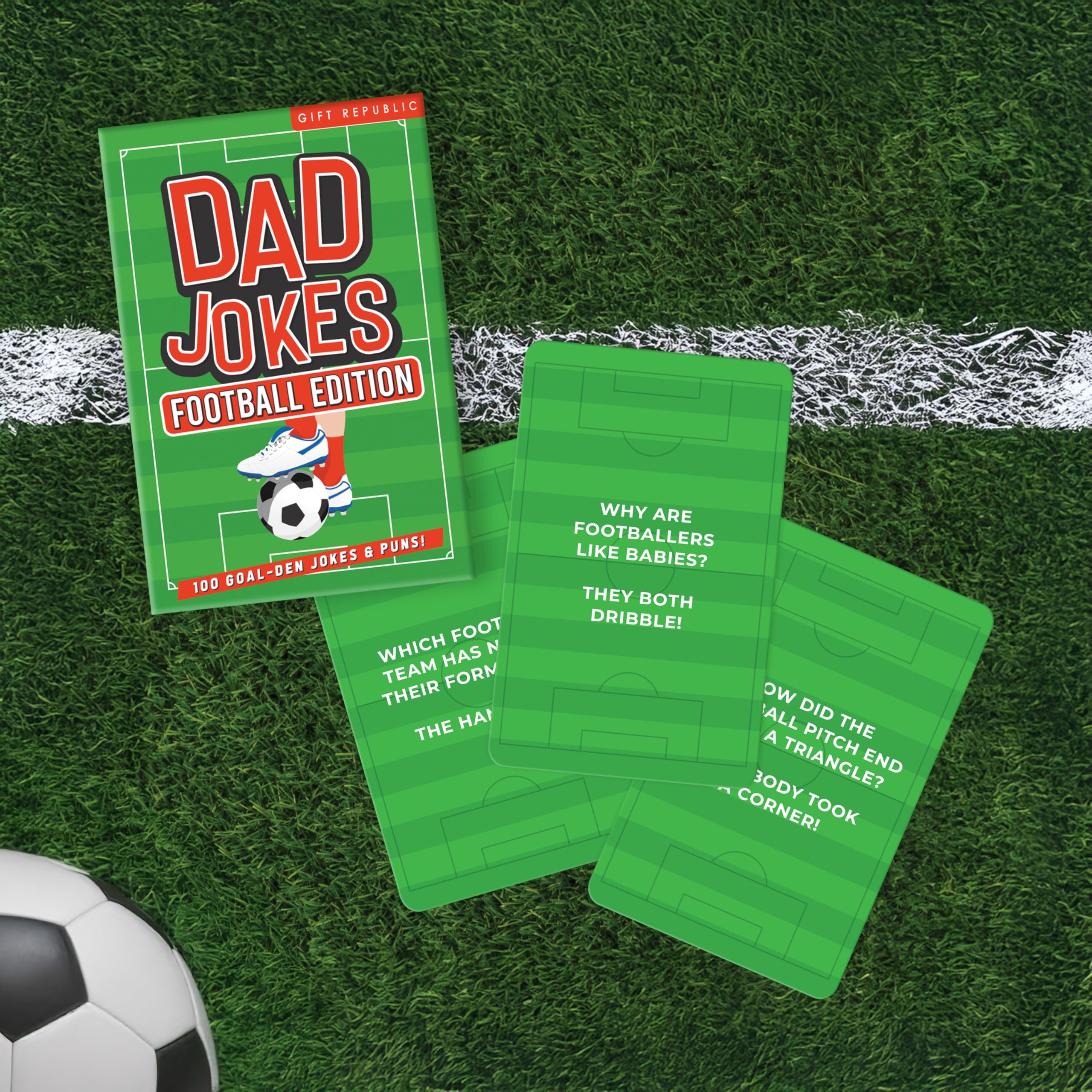 Gift Republic Football Dad Jokes Card Pack | 100 Football-Themed Jokes | Portable Travel Game