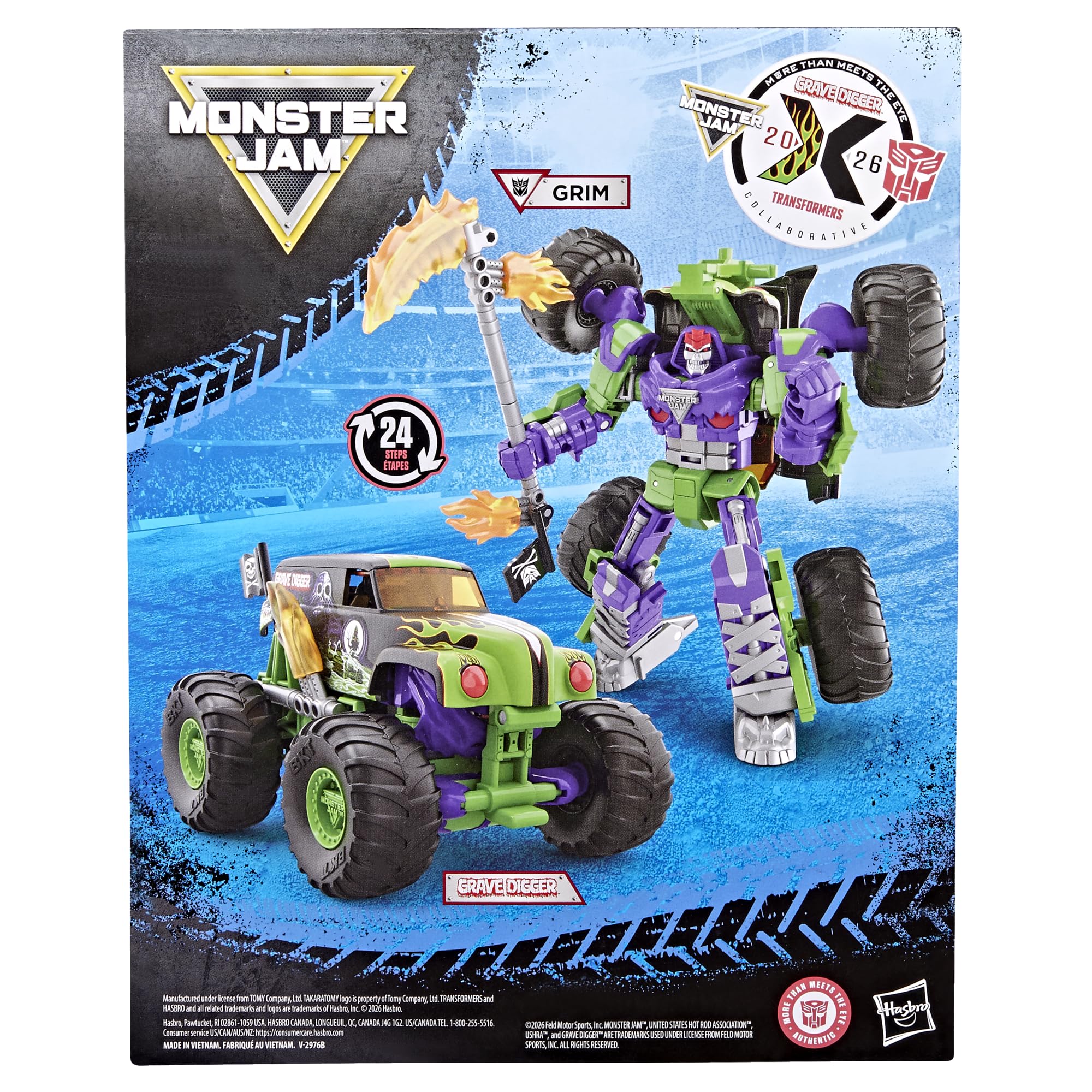 Transformers x Monster Jam Grave Digger (Grim) Leader Class Action Figure - 23.5 cm, Ages 8+ 6