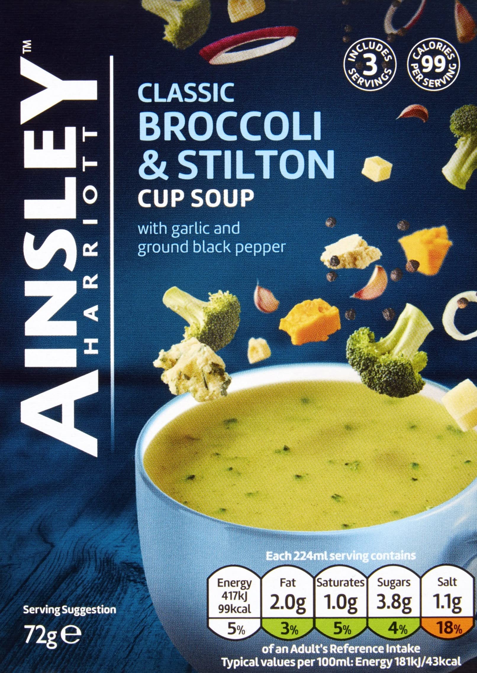 Ainsley Harriott Broccoli and Stilton Cup Soup 72g (Pack of 8) 1