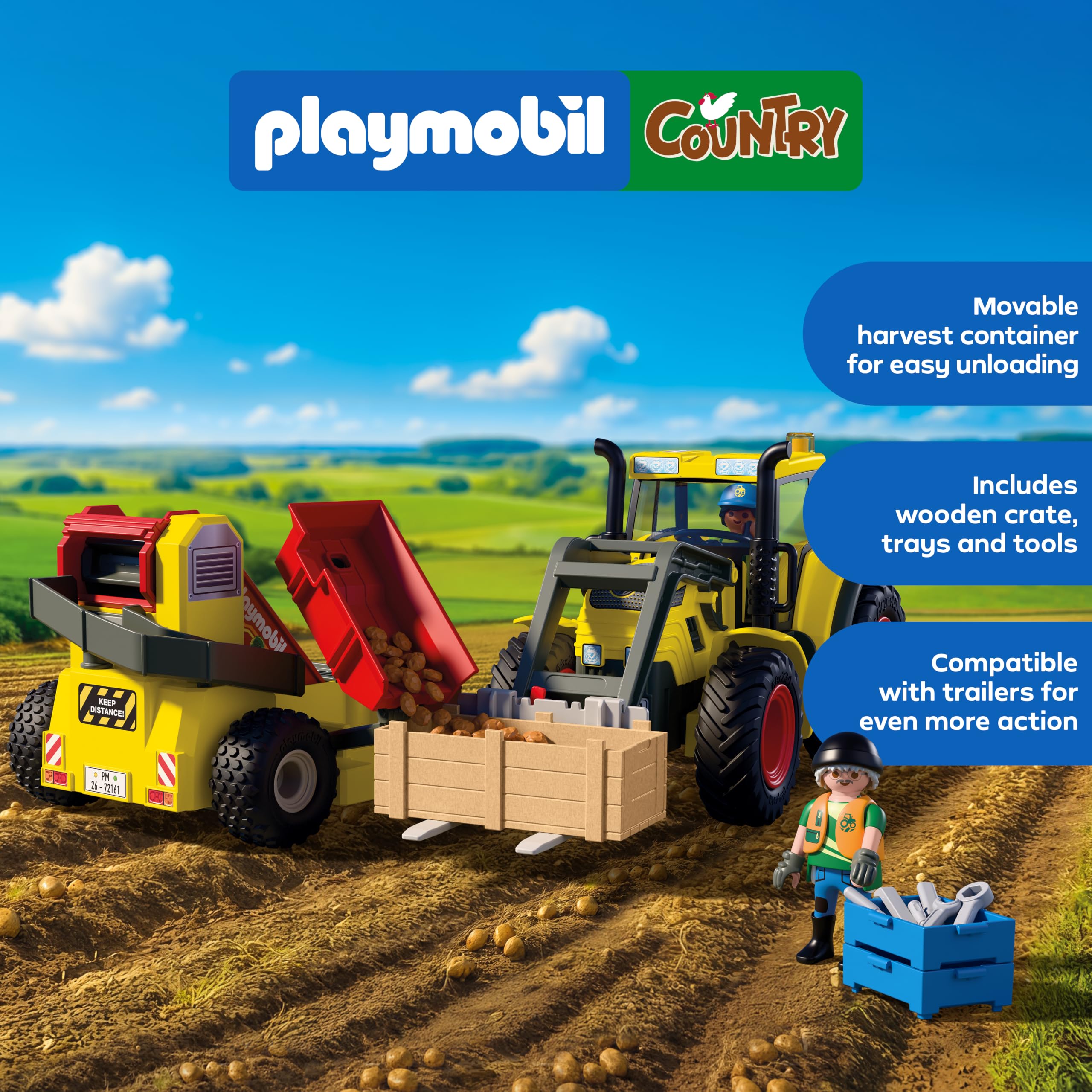Playmobil Large Tractor with Potato Harvester - Ages 4+ | Plastic | 72161 3