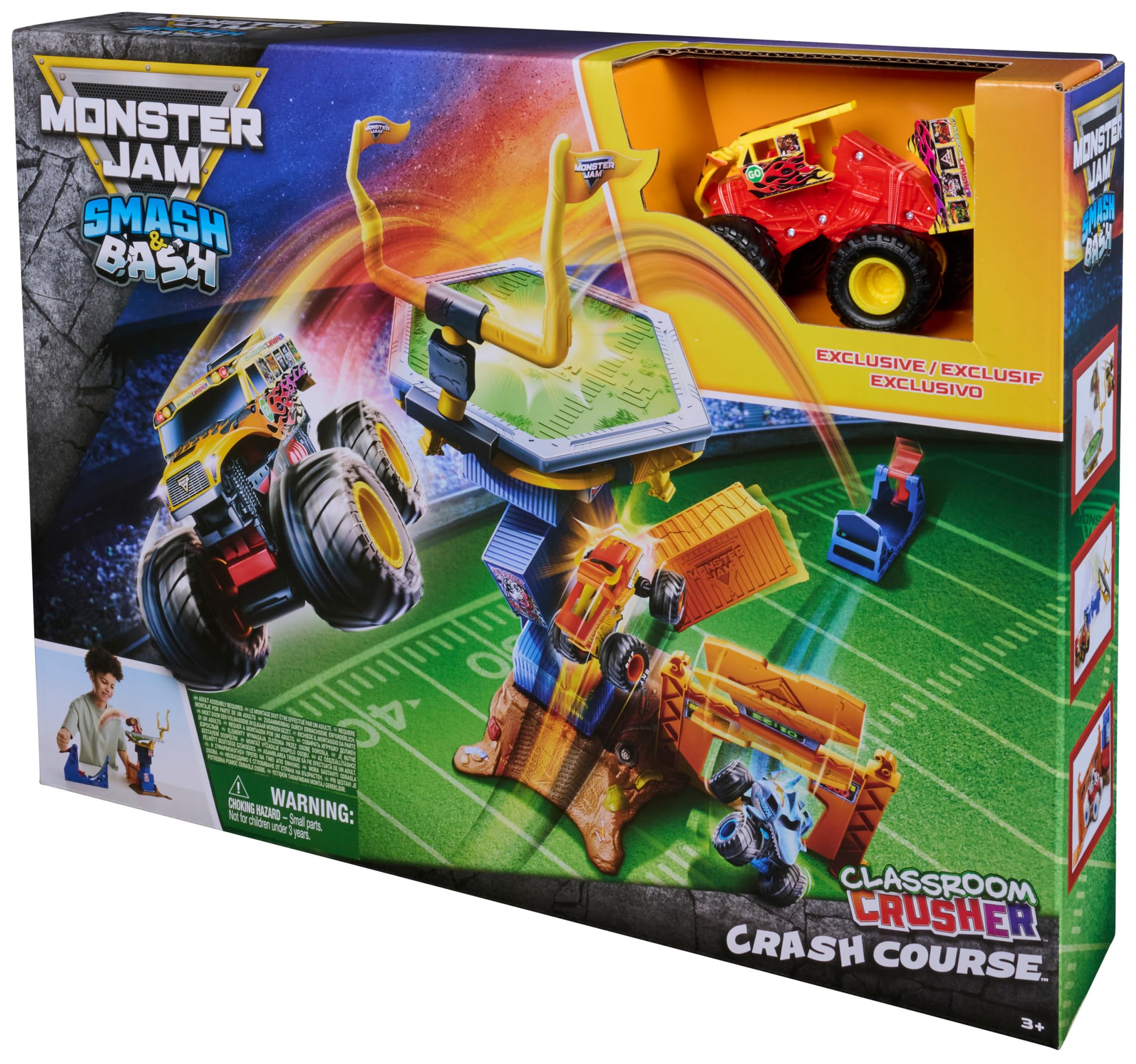 Monster Jam Smash & Bash Crash Course Playset with Launcher, Exclusive 1:64 Truck 9
