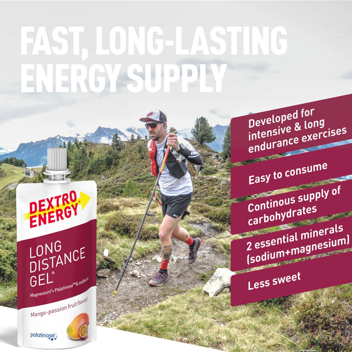 Dextro Energy Long Distance Gel Mango & Passion Fruit - Fast and Long-Lasting Energy for Endurance Sports