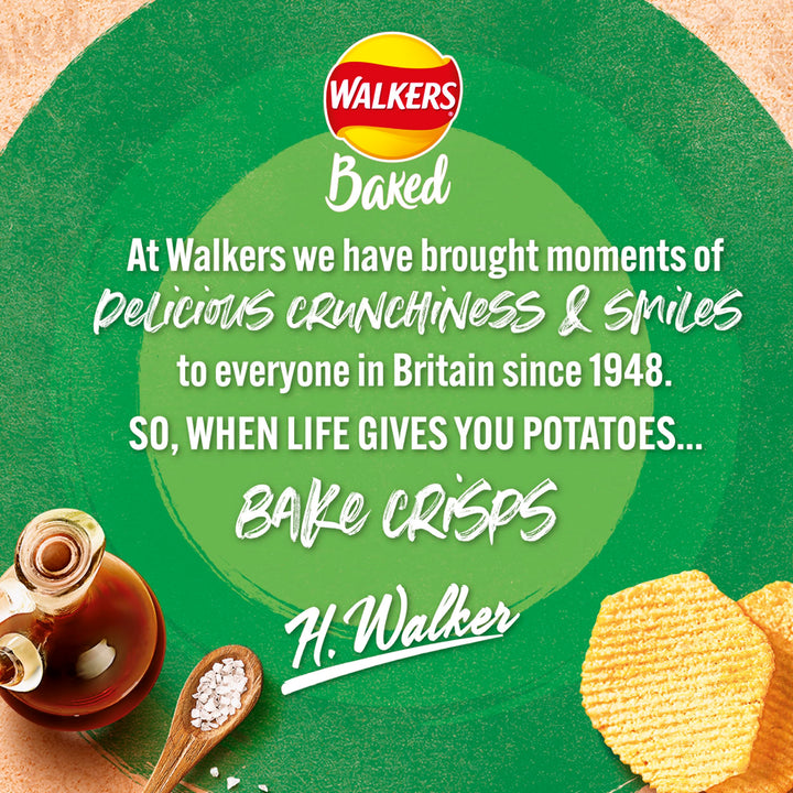 Walkers Baked Salt & Vinegar Crisps 32 x 37.5g - 50% Less Fat Snacks
