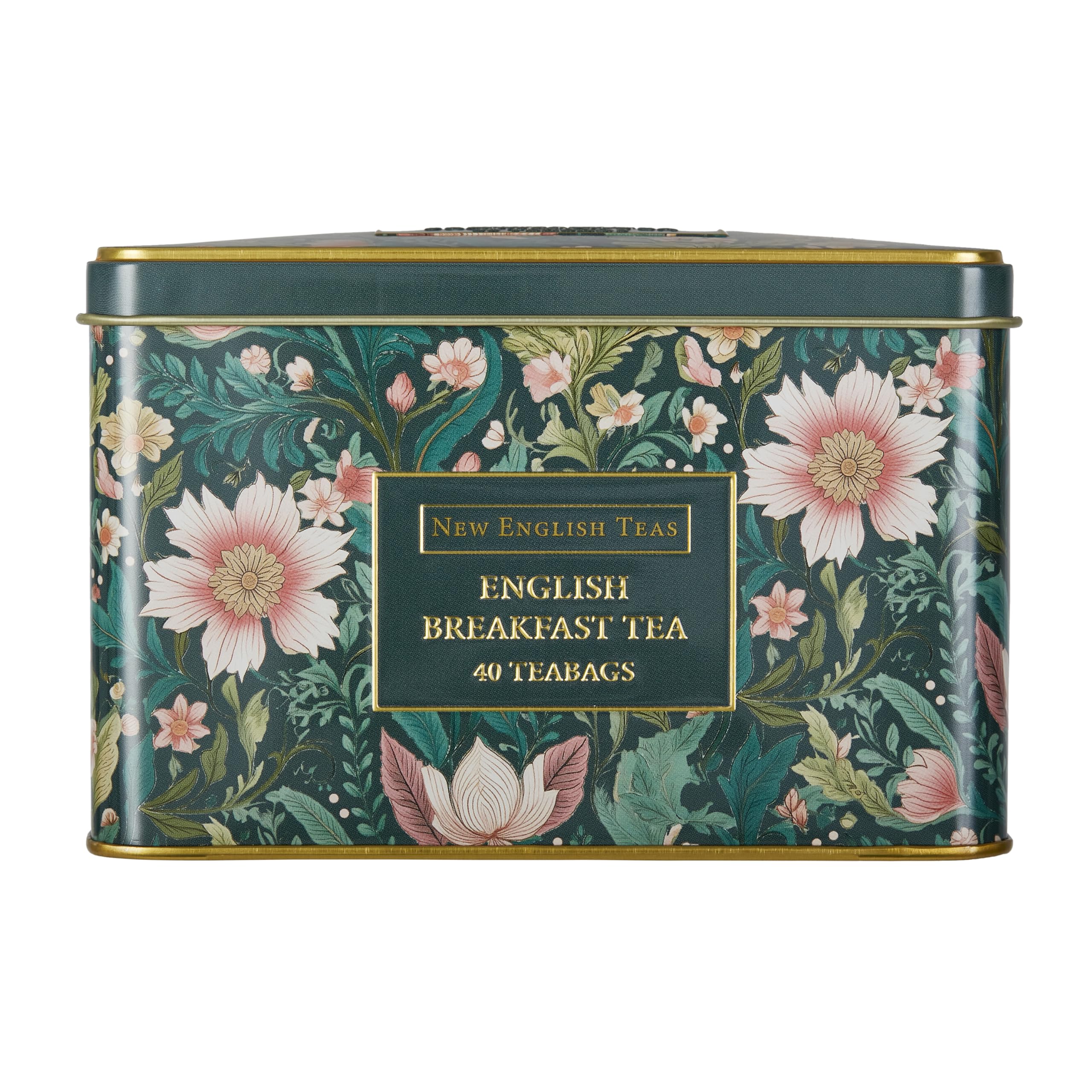 New English Teas Victorian Garden Tea Tin with 40 English Breakfast Teabags 1