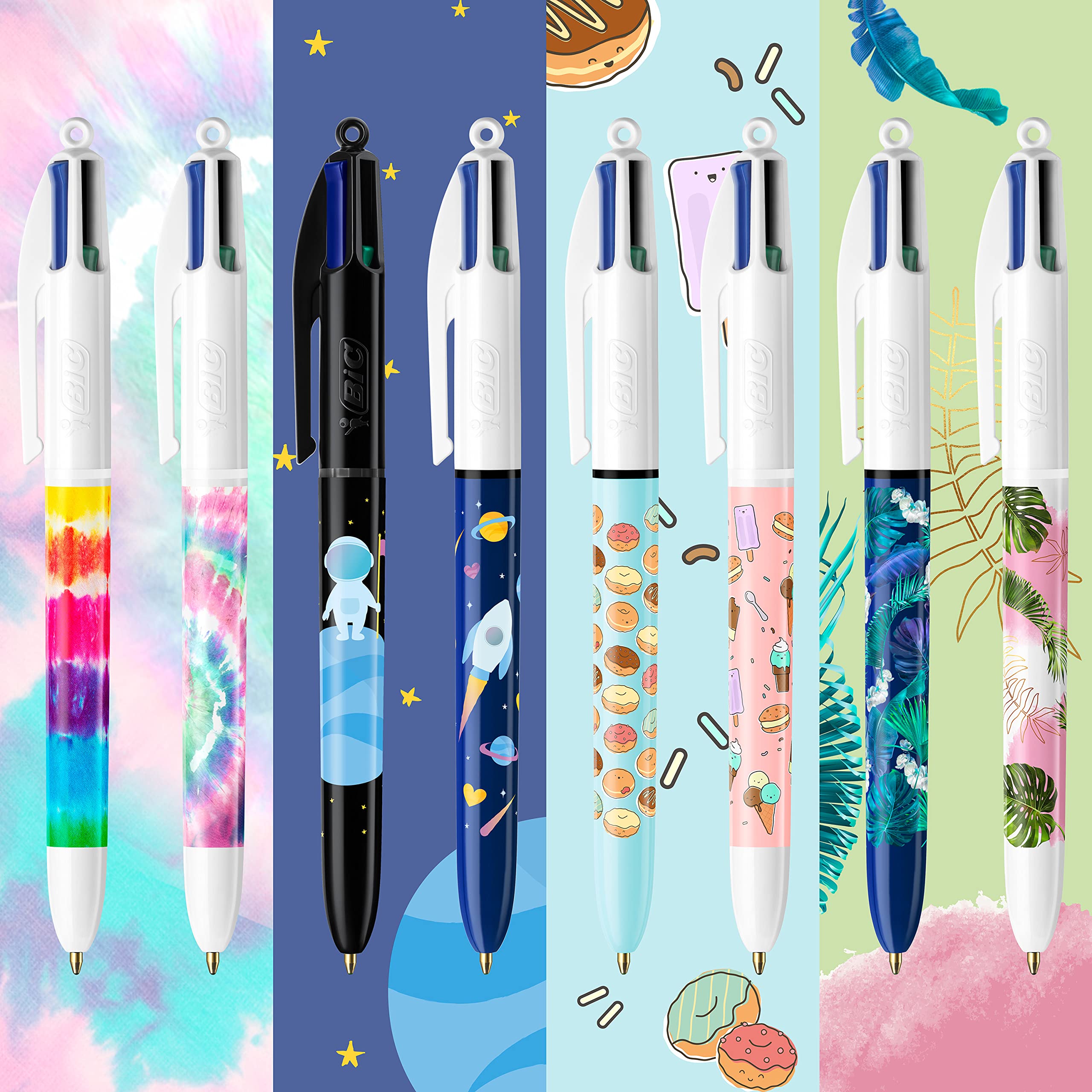 BIC 4 Colours Message Box - Retractable Ballpoint Pens Medium Nib (1.0 mm) - Pack of 8 3