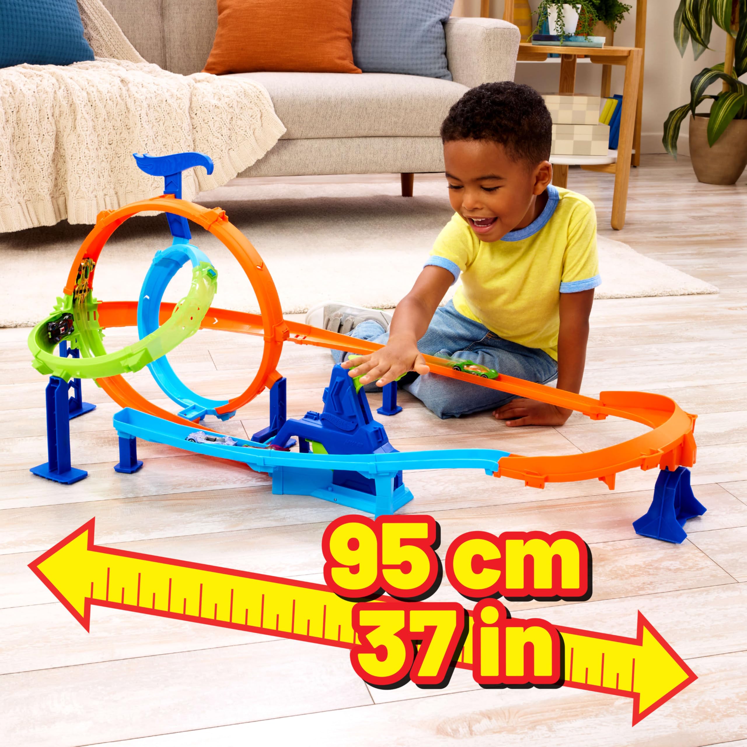 Hot Wheels Stunt Tracks Rapid Launch Cyclone Track Set JHK73 | Multicolor | Ages 4+ 2