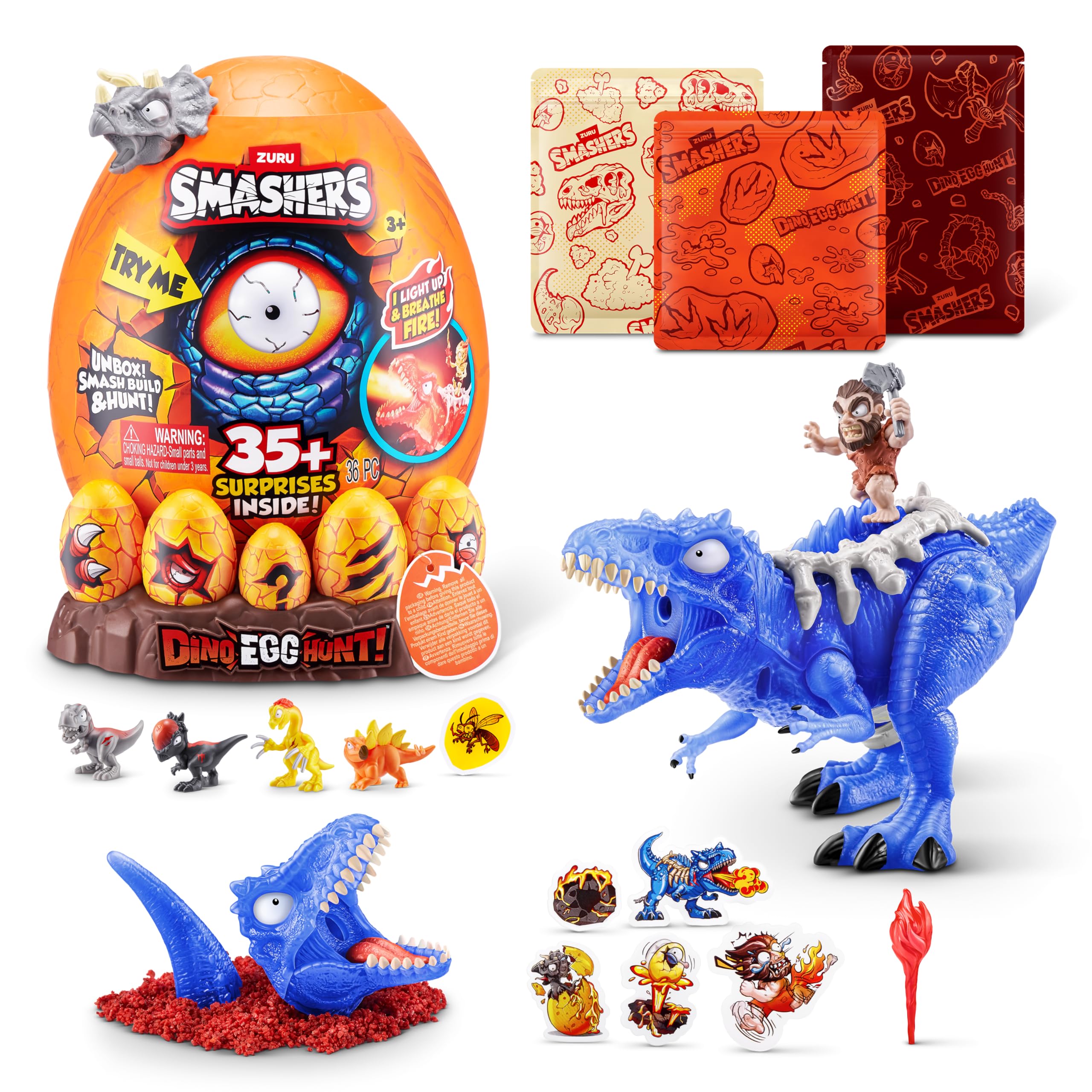 Smashers Dino Egg Hunt - Light-Up Fire Breathing Dinosaur Playset for Ages 3+ 1
