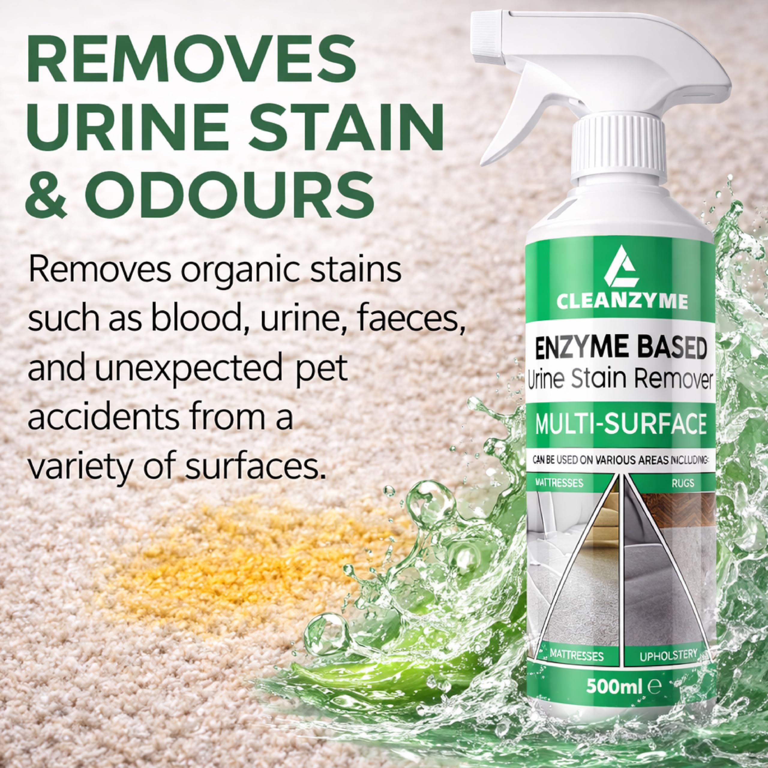 Cleanzyme Urine Stain Remover - Enzyme Cleaner for Pet & Human Urine | 500 ml 3