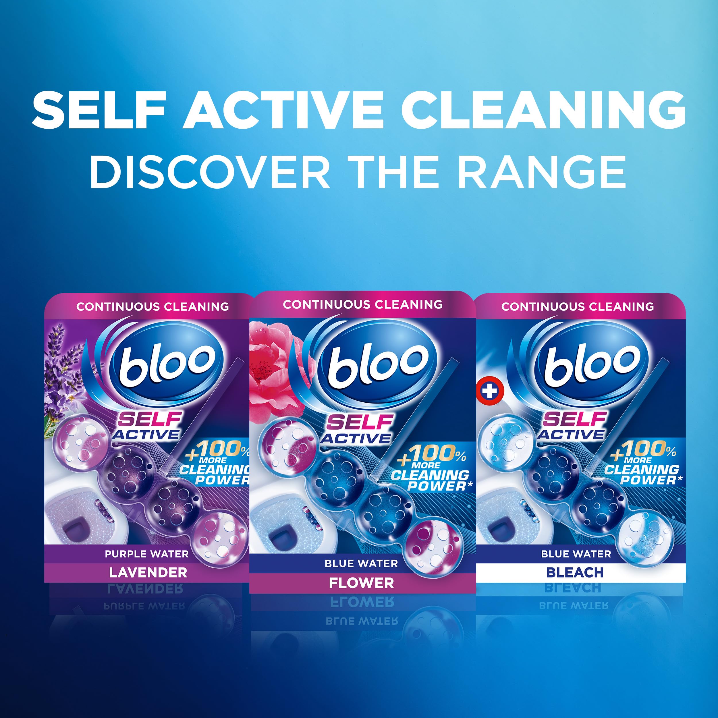Bloo Self Active Toilet Rim Block Cleaner with Flower Scent, 4-Function Formula, Pack of 3 8