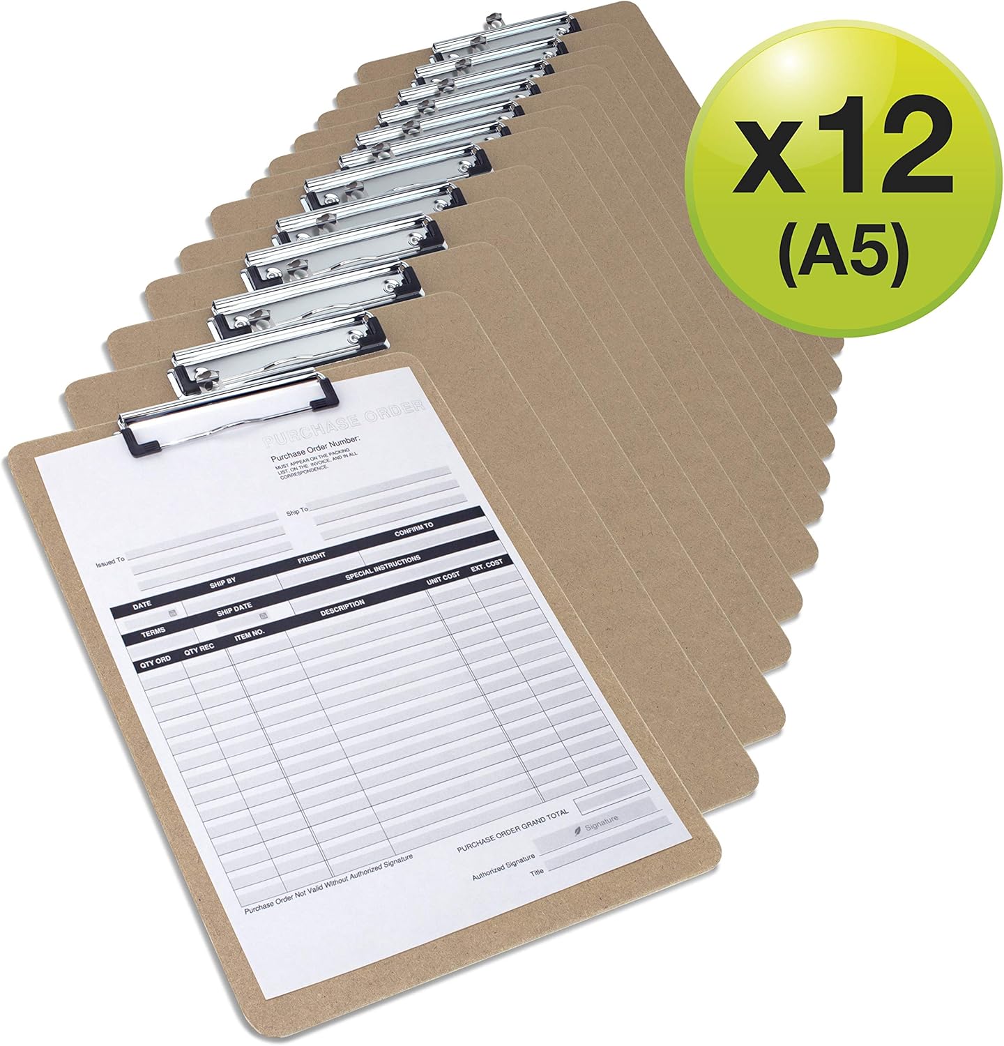Rapesco 1608 Hardboard Clipboard with Low Profile Clip, A5, Pack 12 6