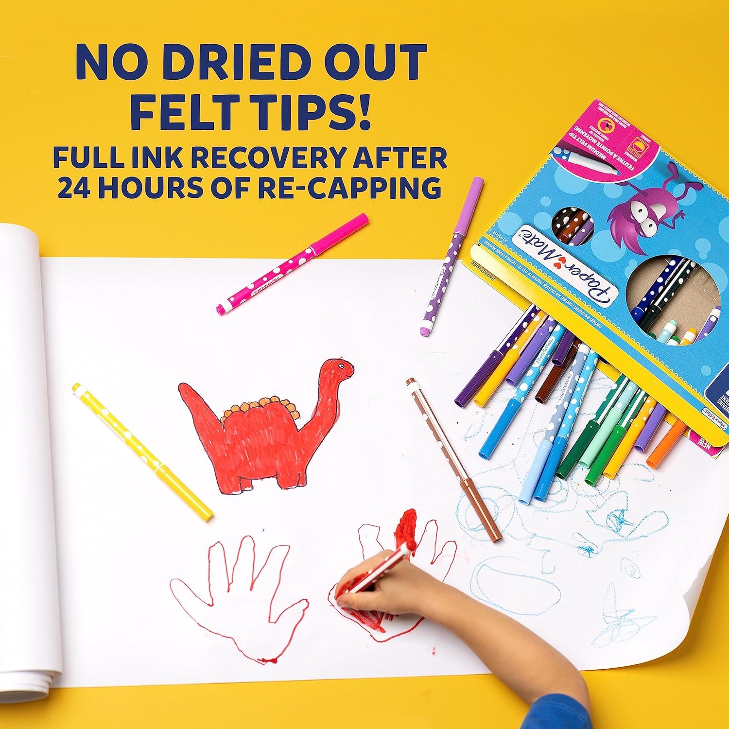 Paper Mate Children's Felt Tip Pens - Washable Ink, 24 Assorted Vivid Colors, Ages 3+ 5