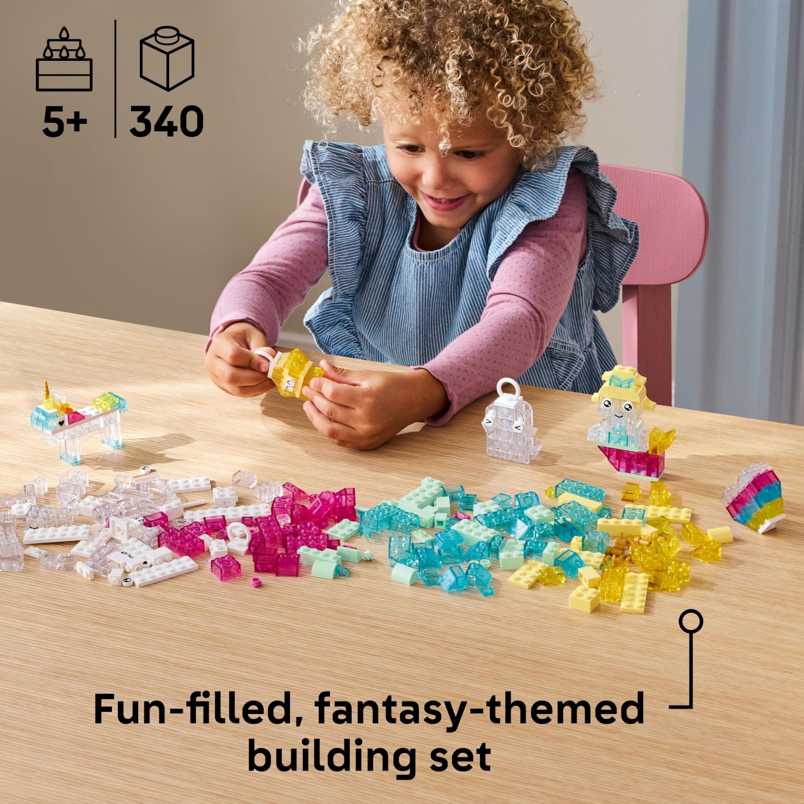 LEGO Classic Magical Transparent Box - 340-Piece Colorful Building Set for Kids 5+ 8
