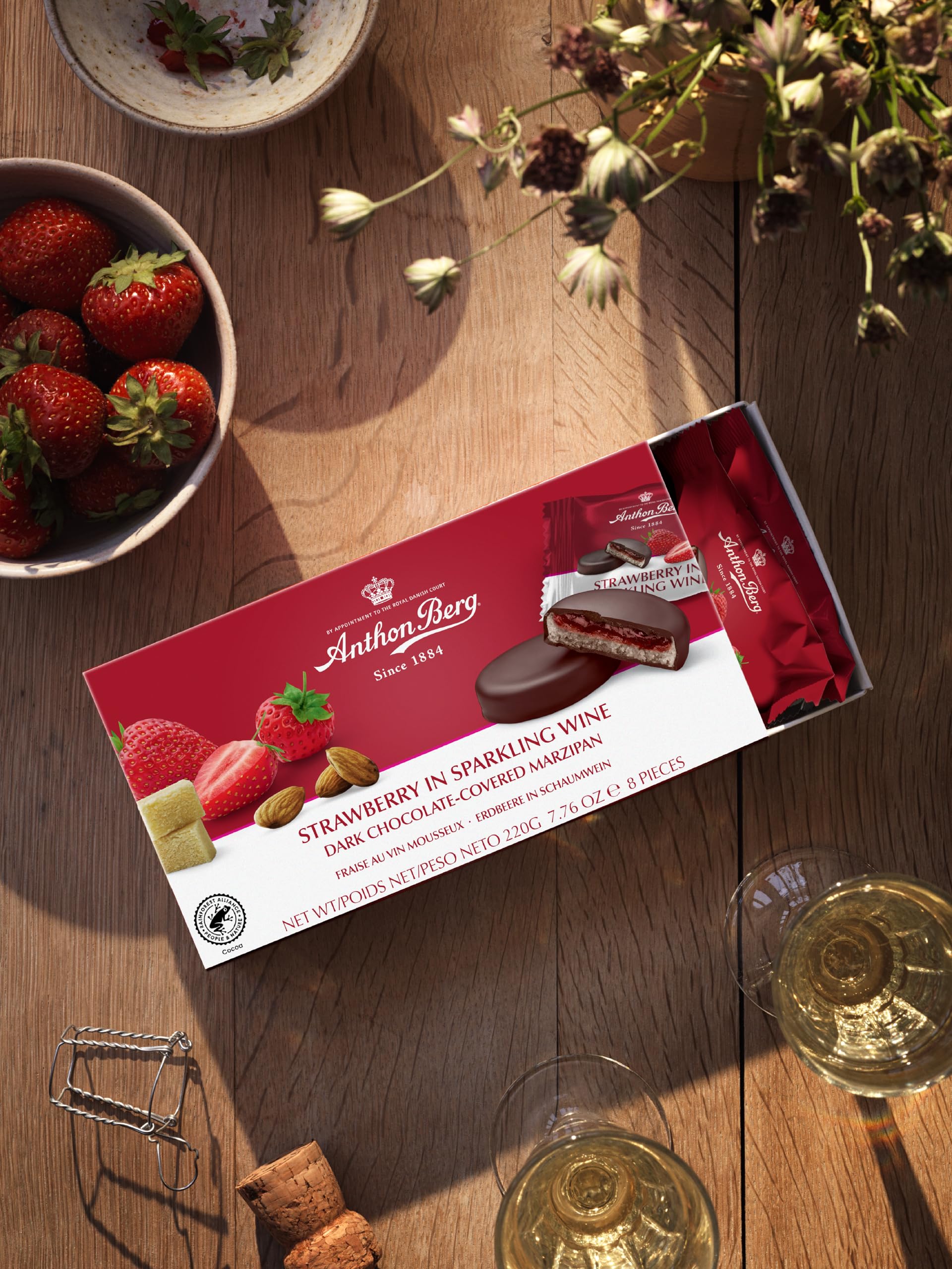 Anthon Berg Dark Chocolate Covered Marzipan Treats - Strawberry in Champagne 220g 9