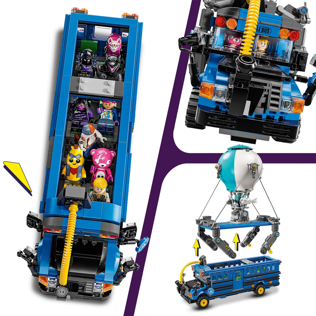 LEGO Fortnite Battle Bus Toy - Video Game Vehicle Model Kit w/ 9 Character