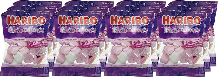 HARIBO Pink and White Marshmallows 1.7kg Bulk Sweets 140g x 12 Packs