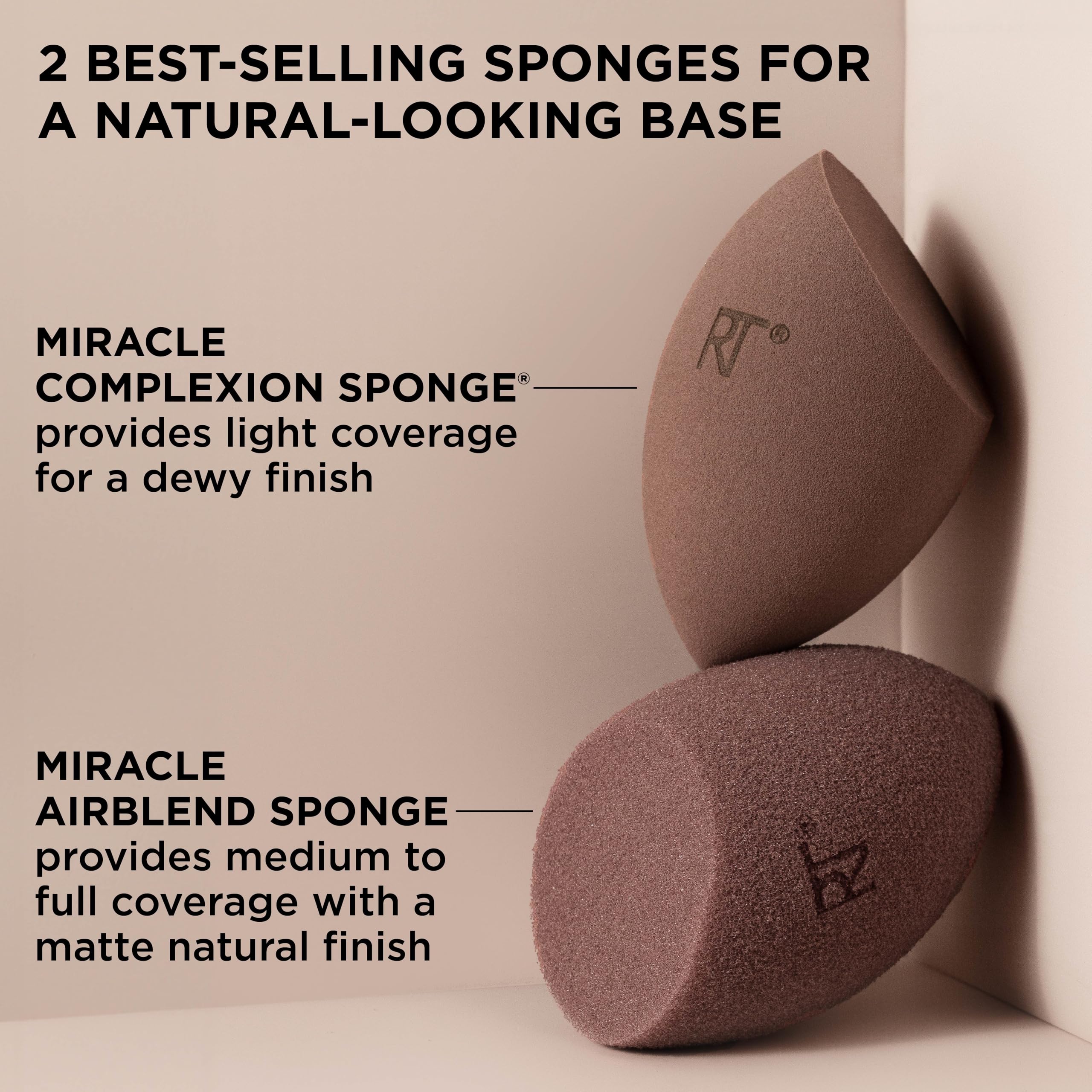 REAL TECHNIQUES New Nudes 2.0 Bare Finish Sponge Duo - Latex-Free Foam | Multicolor 5