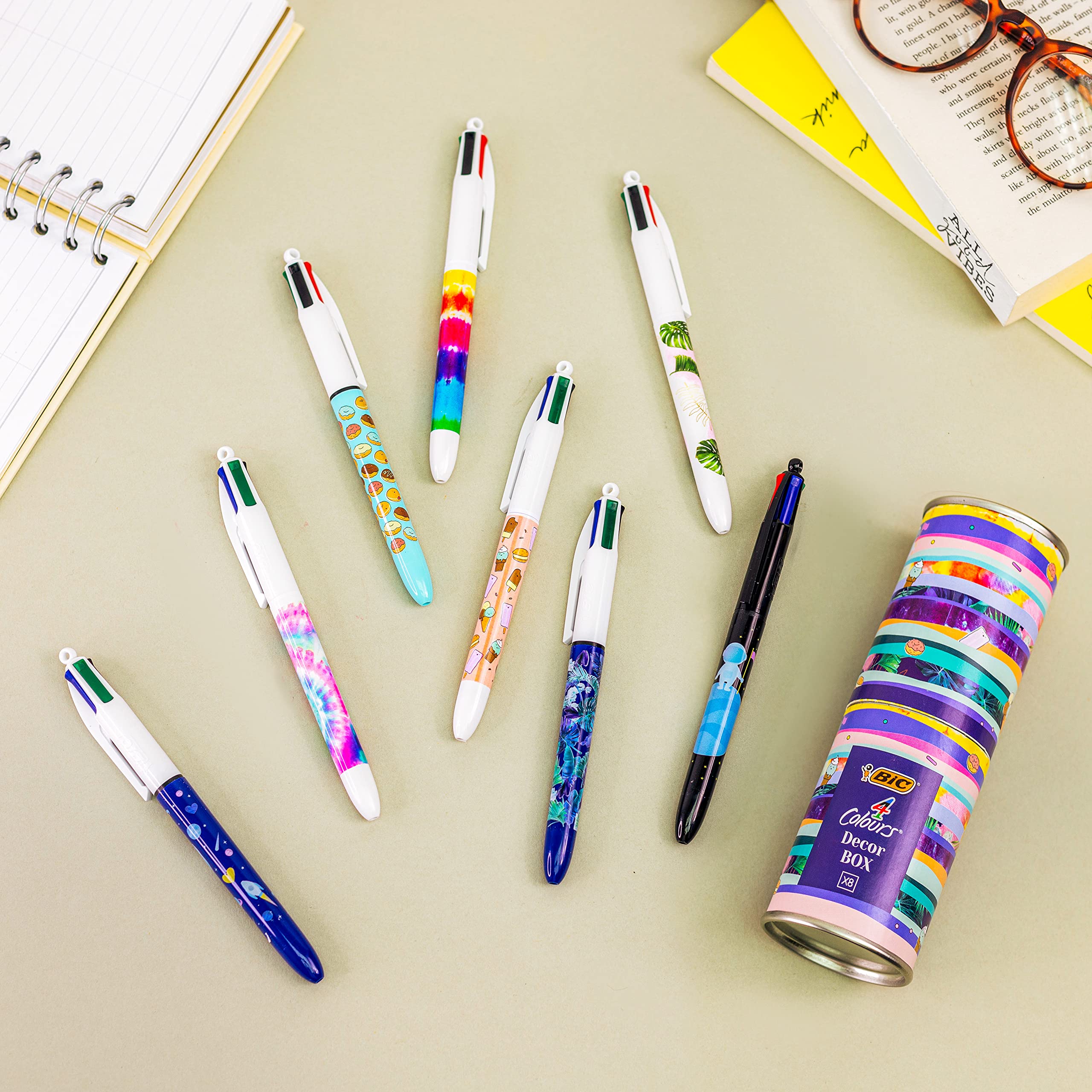 BIC 4 Colours Message Box - Retractable Ballpoint Pens Medium Nib (1.0 mm) - Pack of 8 5