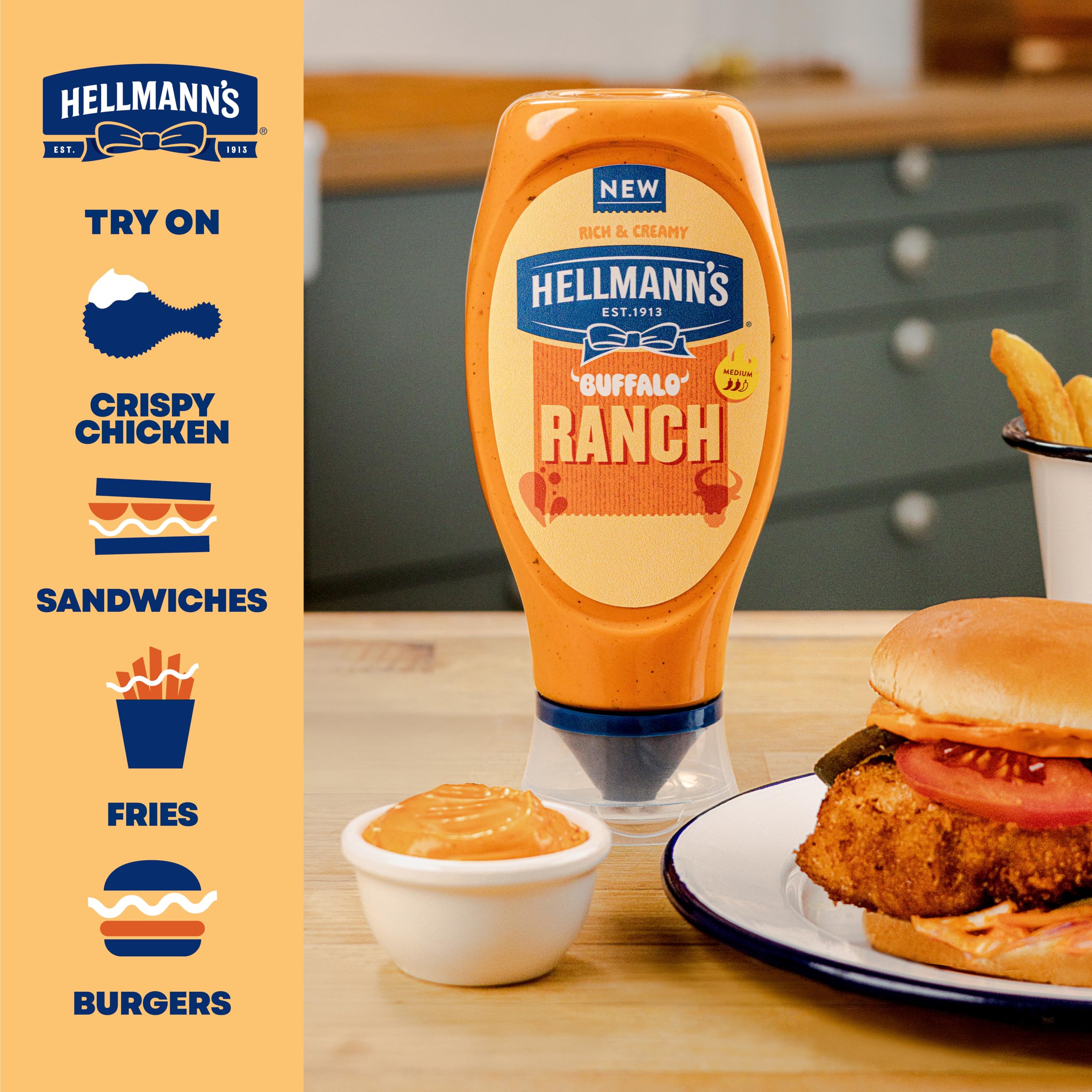 Hellmann's Buffalo Ranch Sauce with Buttermilk & Chillies | Medium Spicy | Vegetarian Suitable 5