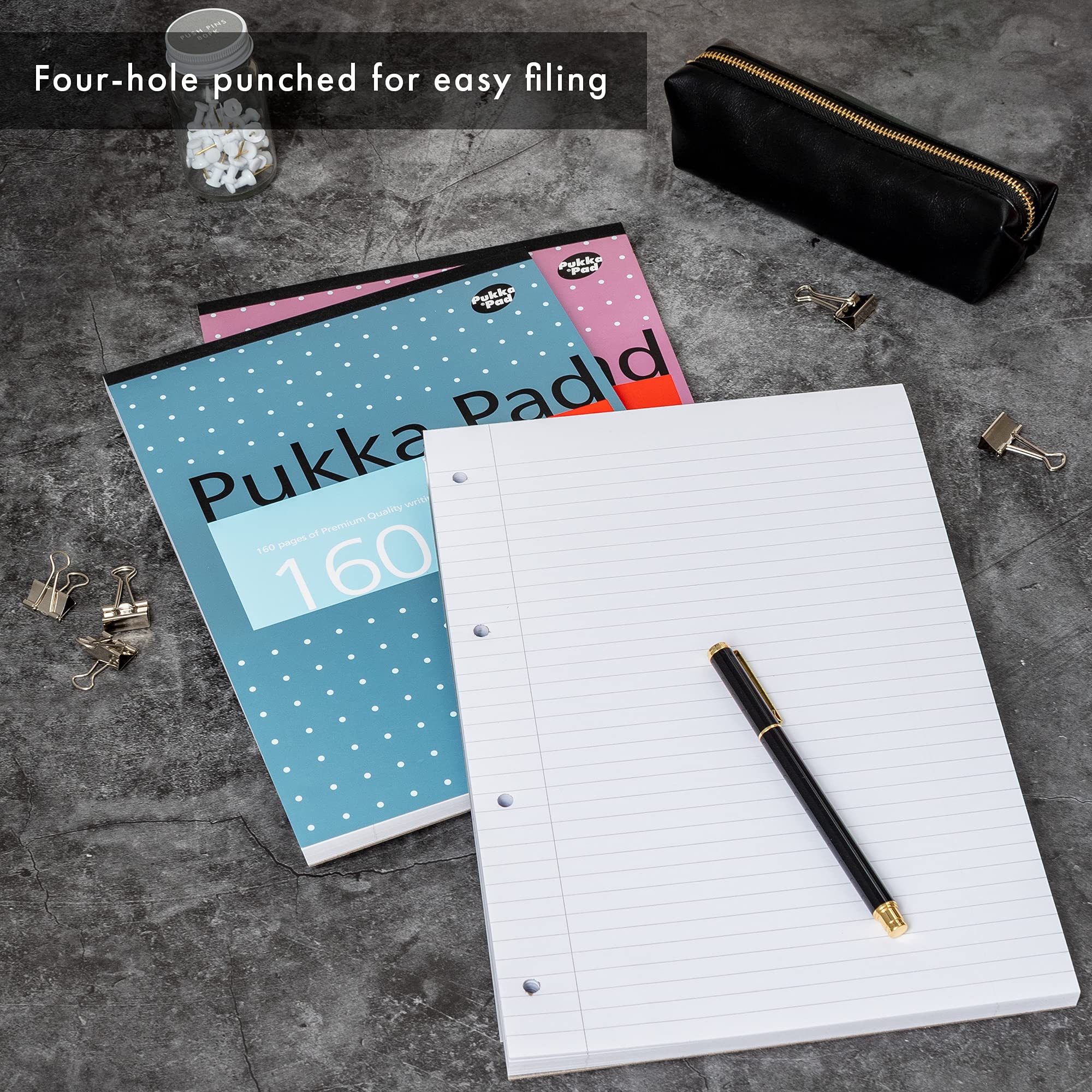 Pukka Pad A4 Refill Notepad - Pack of 3 Lined Pads | 160 Pages Each | 80GSM Paper 8