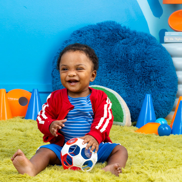 Bright Starts Oball Grippin' Goals Rattle Football - Easy-Grasp Toy for Newborn & Up
