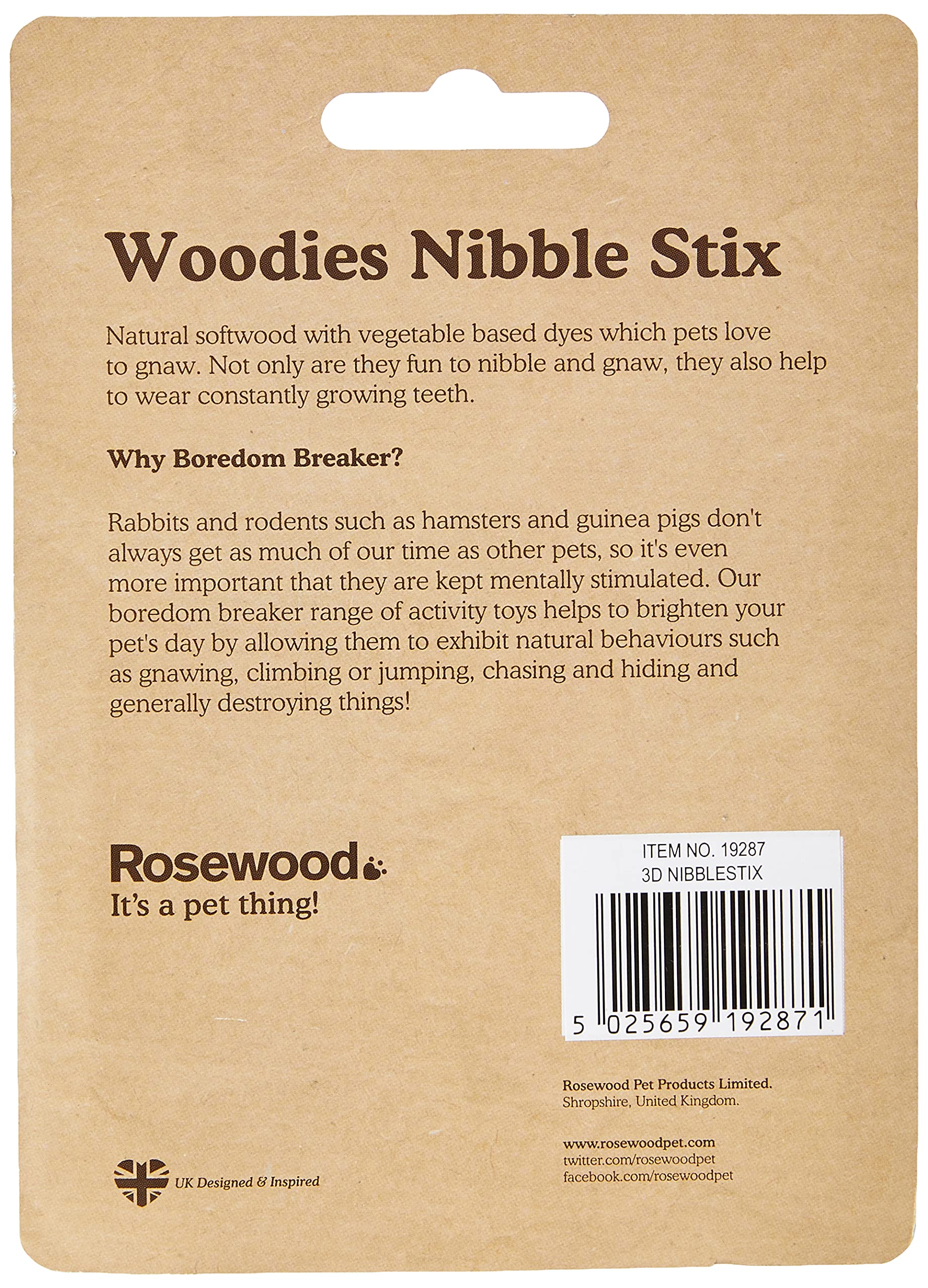 Rosewood 3D Nibble Stix - Fruit Flavoured Gnaws for Small Animals | Pack of 5 3