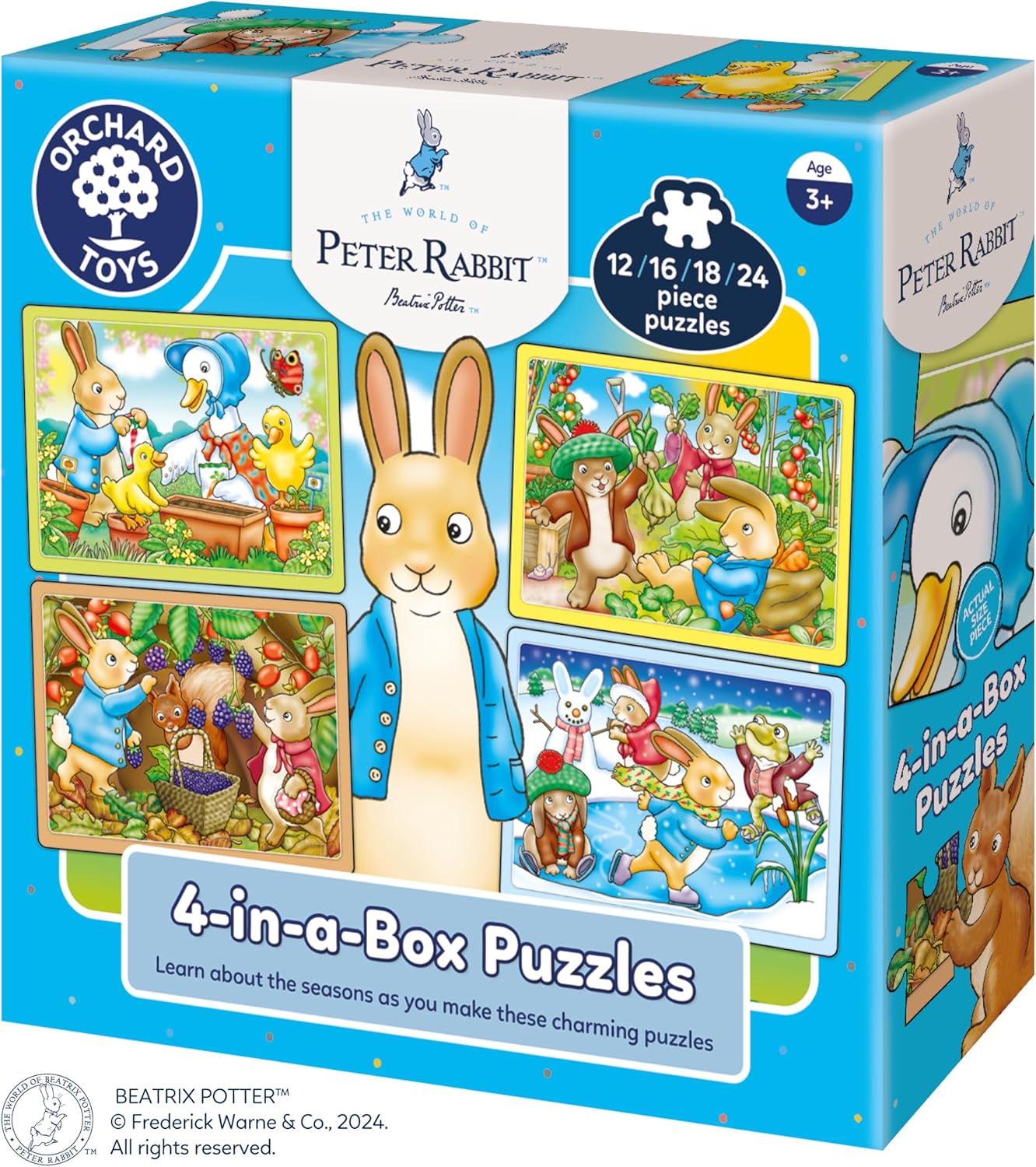 Orchard Toys Peter Rabbit 4-in-a-Box Puzzles - 12, 16, 18, 24 Piece Jigsaw Puzzle Set 1