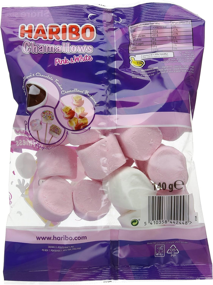 HARIBO Pink and White Marshmallows 1.7kg Bulk Sweets 140g x 12 Packs